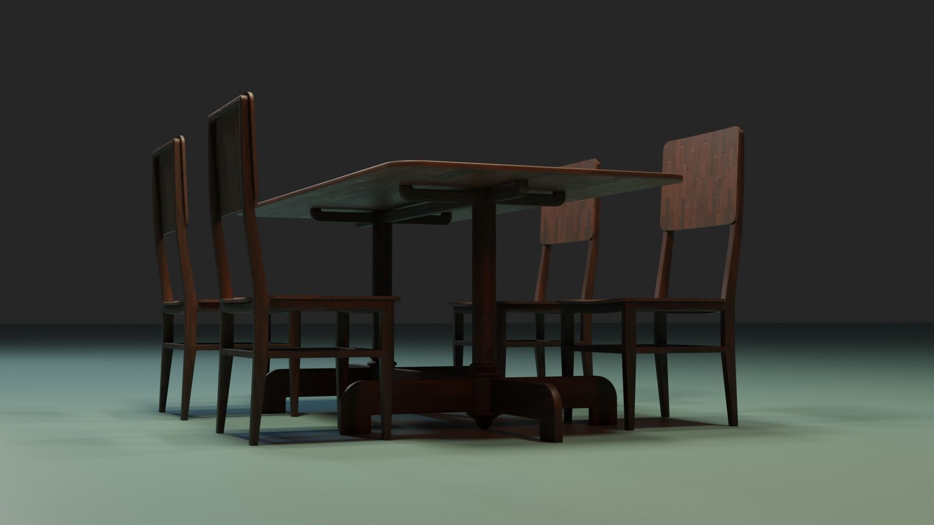 3D model Indian style dining table and chairs set VR / AR / low-poly ...