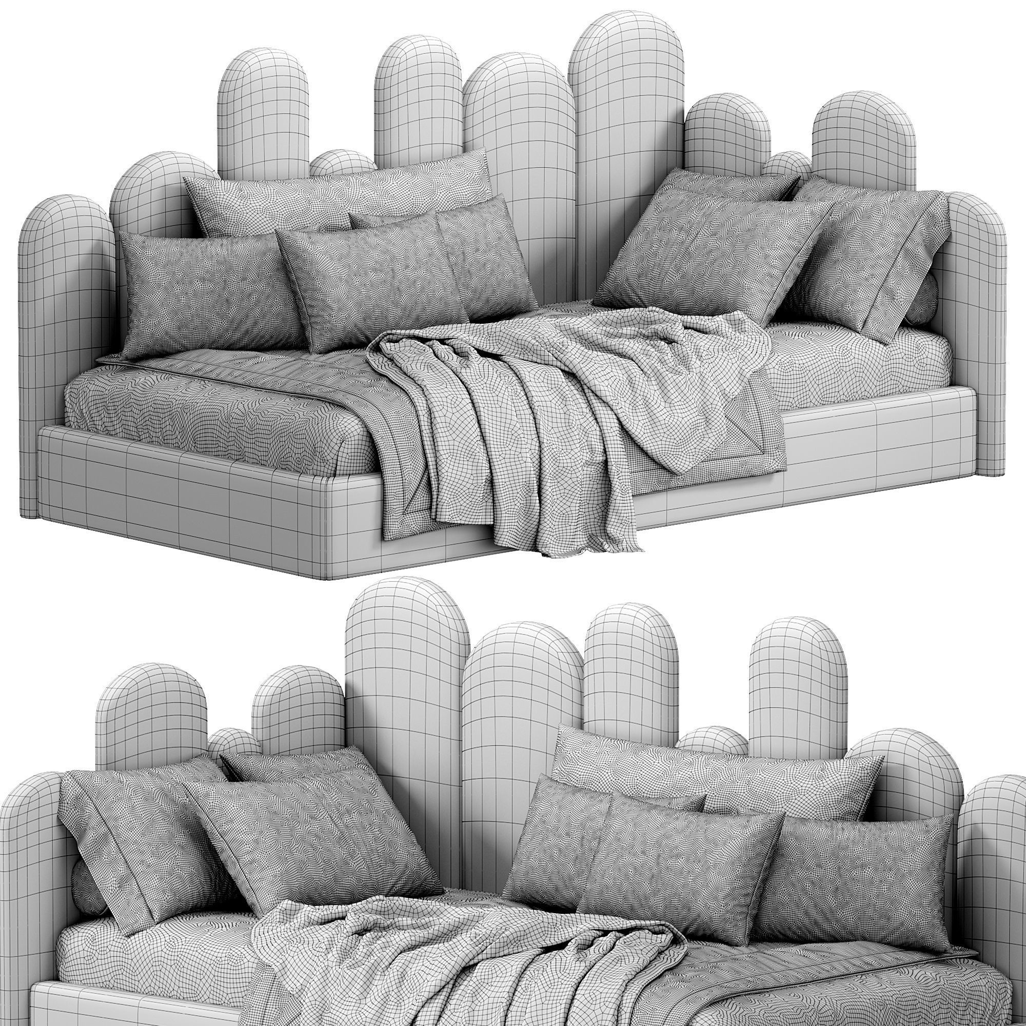 Komoda Corner Bed 3D model_3