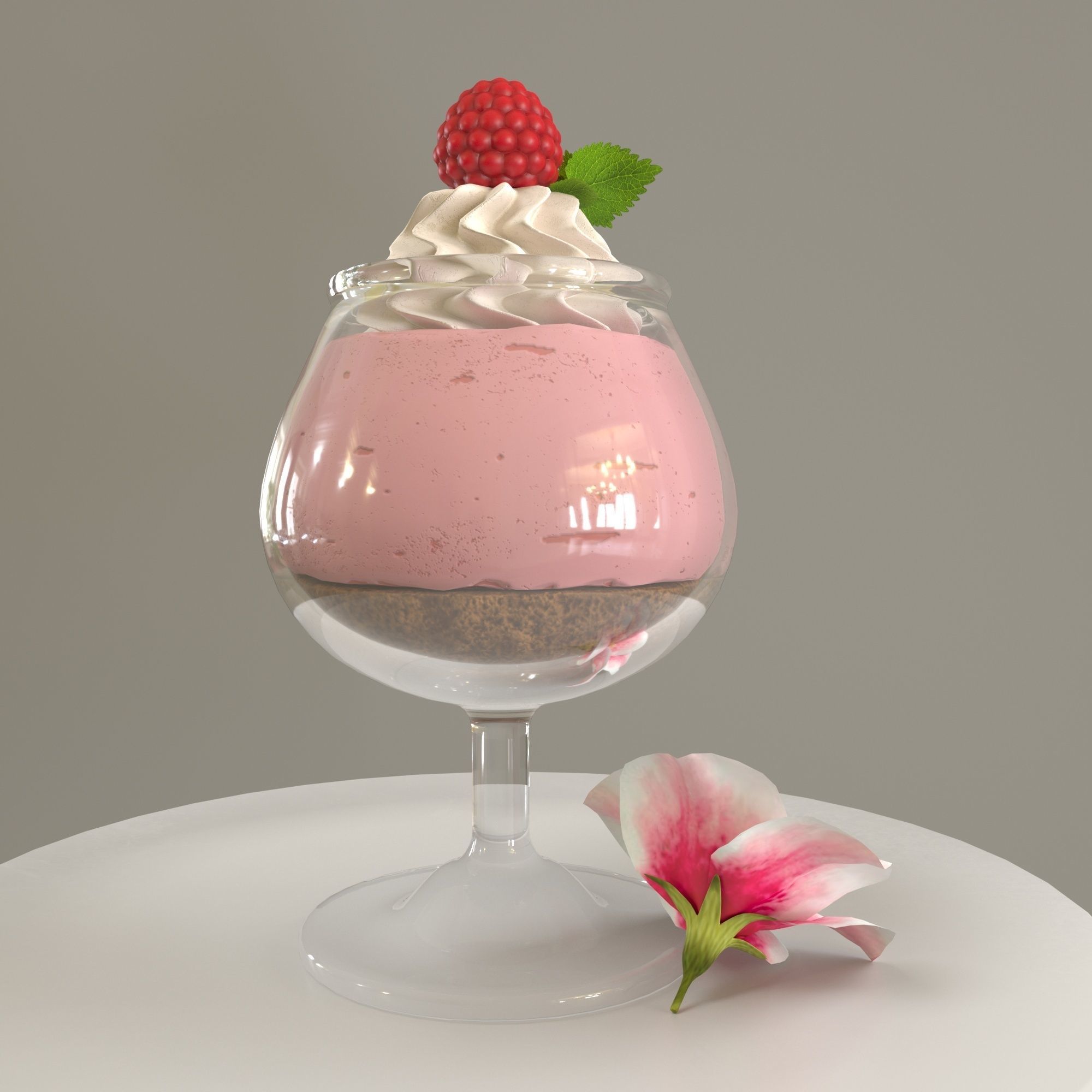Raspberry dessert 3D model_1