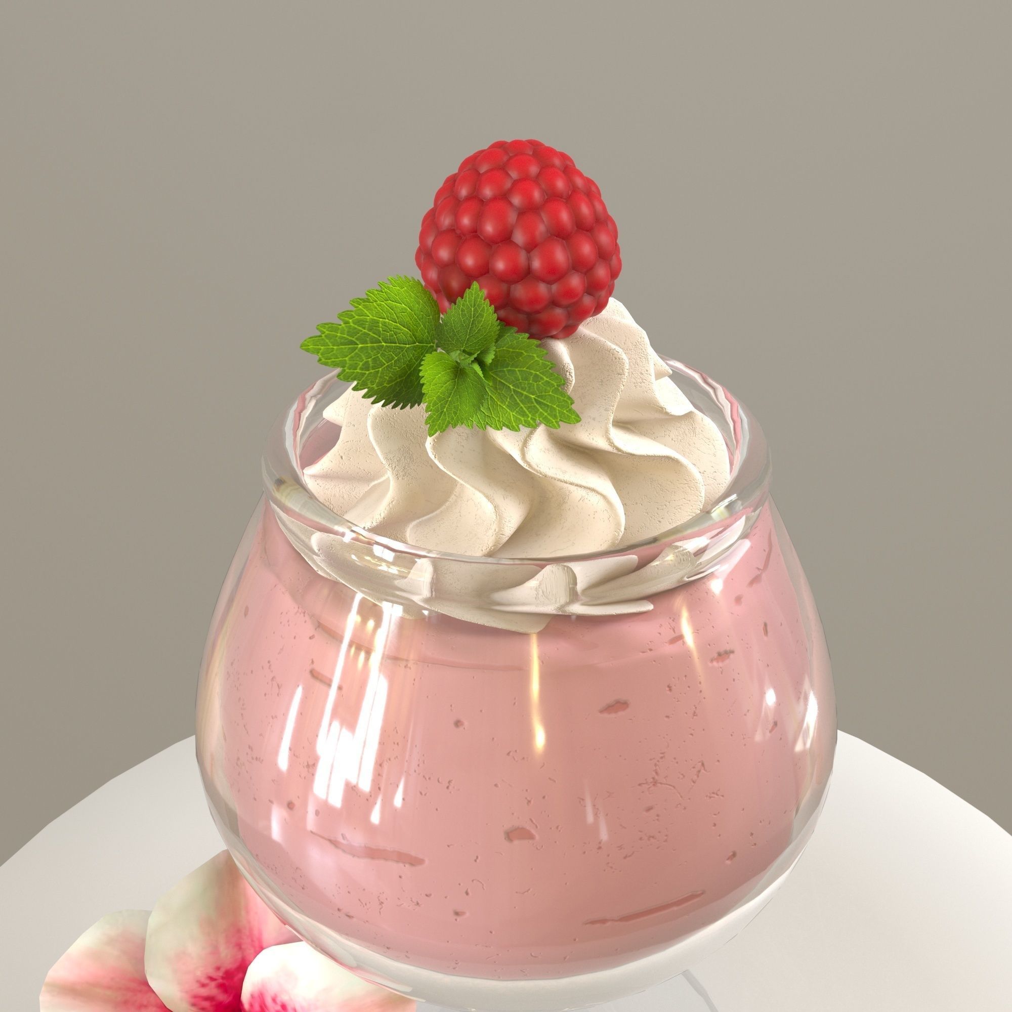 Raspberry dessert 3D model_2