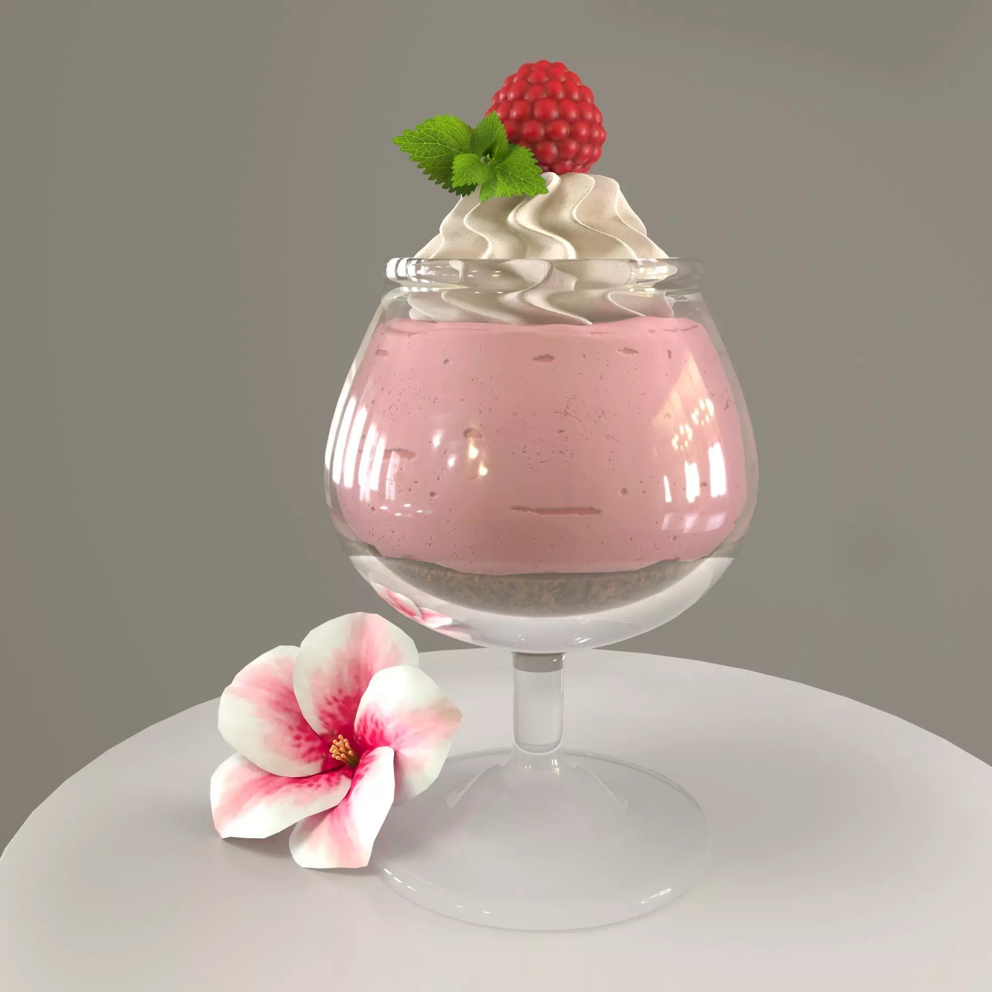 Raspberry dessert 3D model_0
