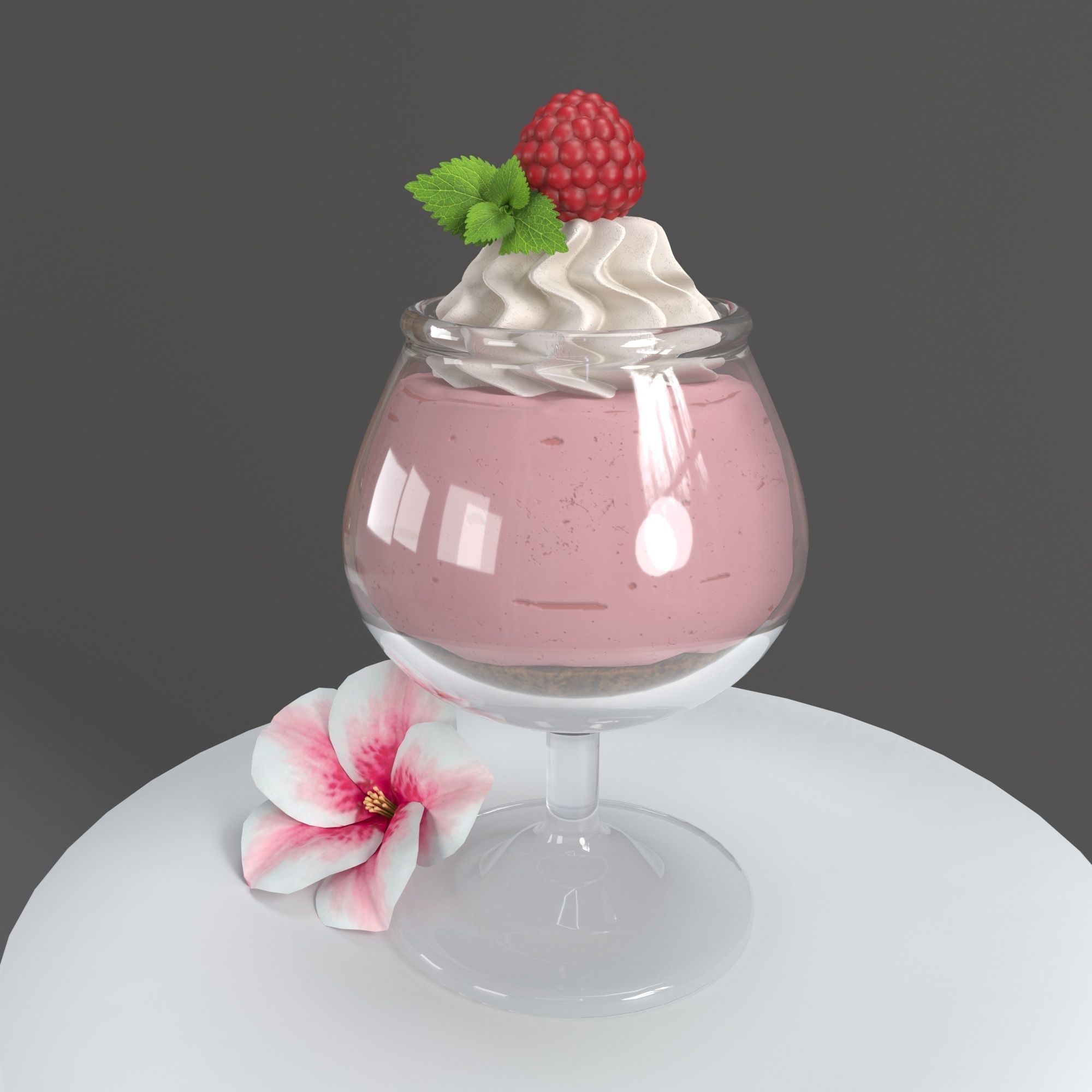 Raspberry dessert 3D model_3