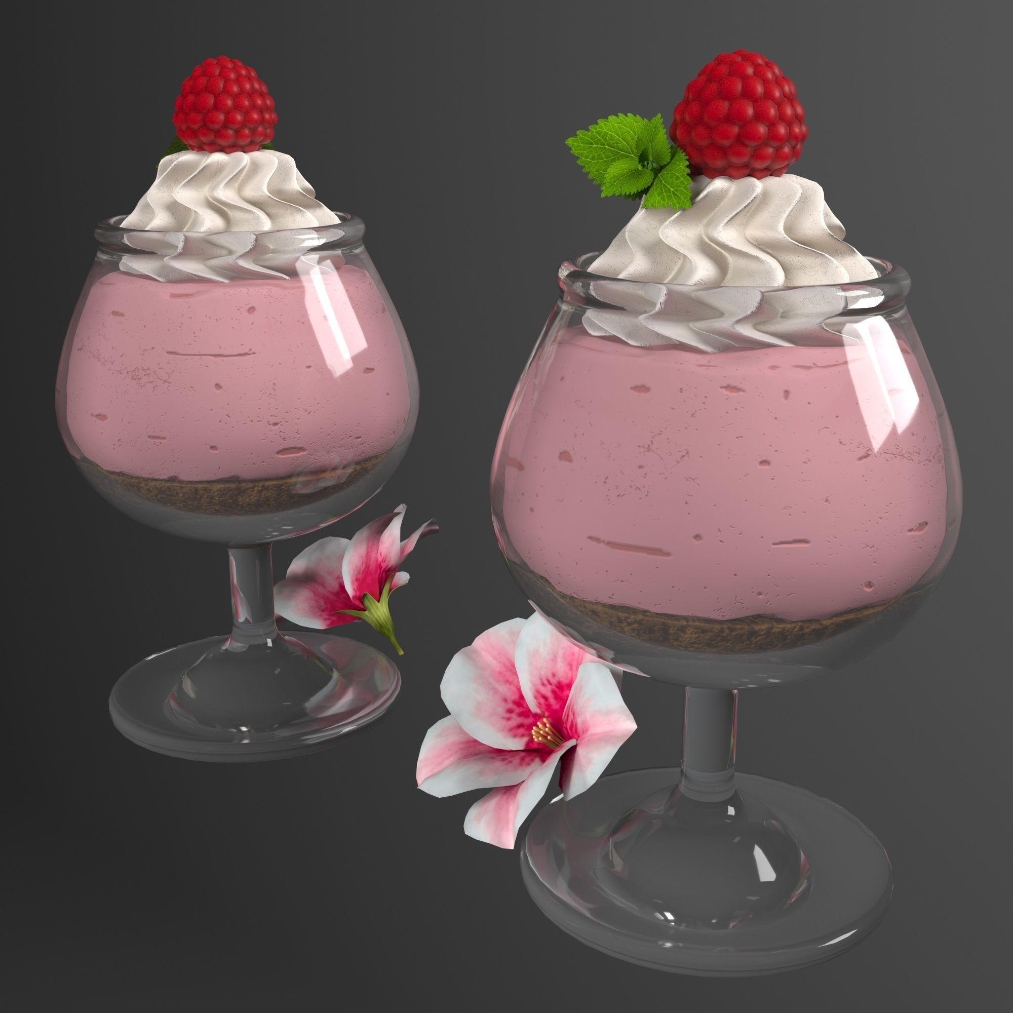 Raspberry dessert 3D model_4