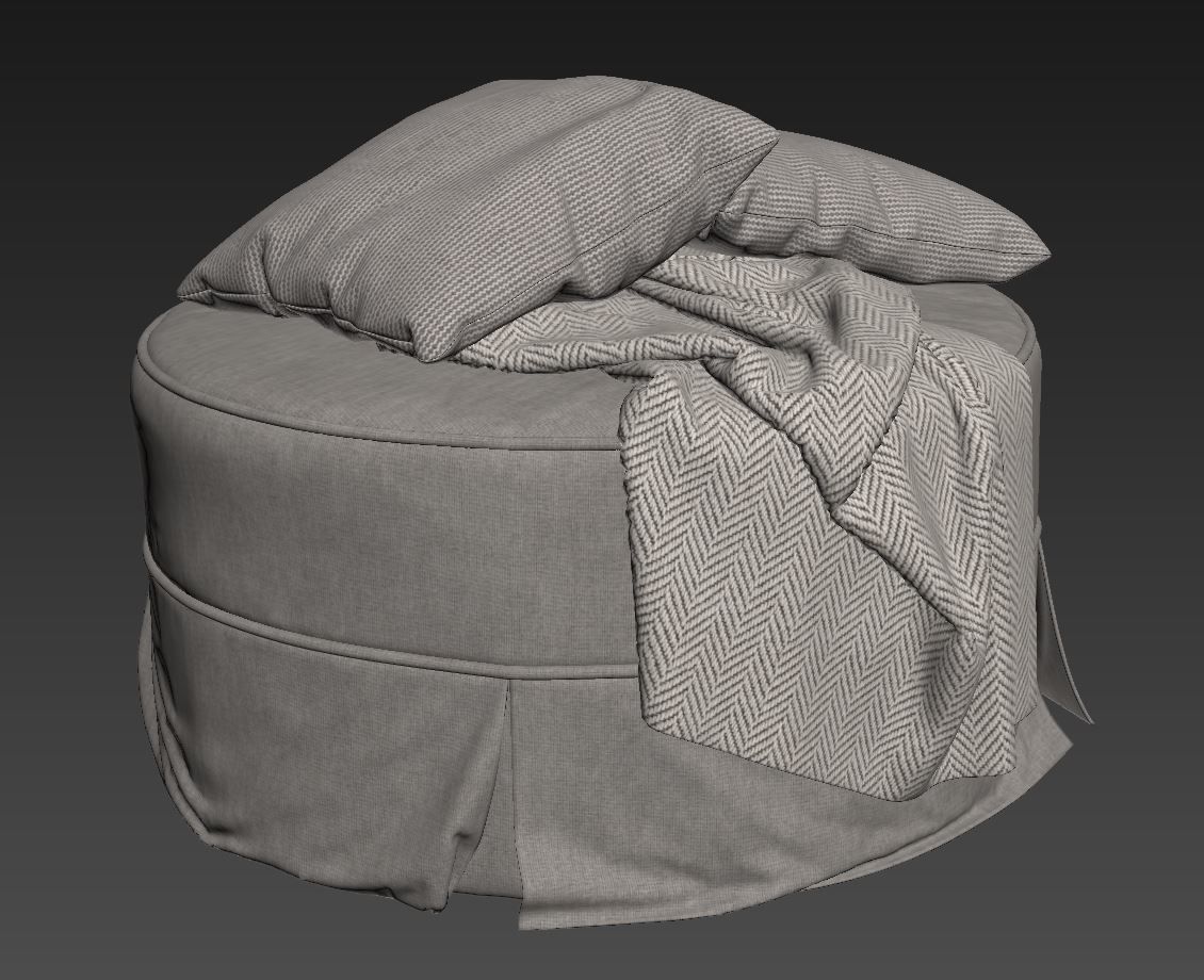 Round pouf by Howard Elliott Collection 3D model_3