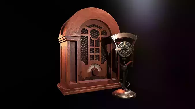 Vintage Radio Transmitter Low-poly 3D model
