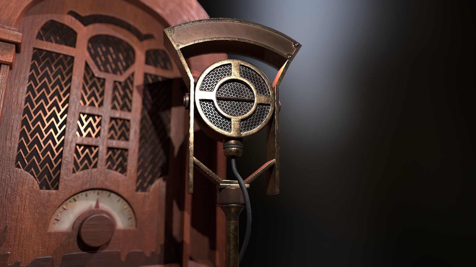 Vintage Radio Transmitter Low-poly 3D model_1