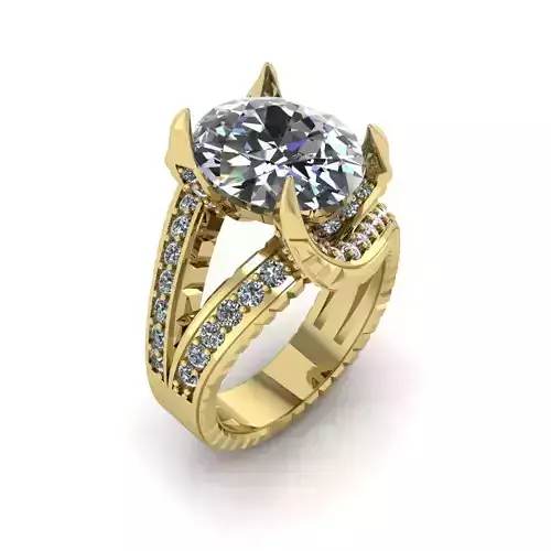 Engagement Ring with Oval Diamond and Claw Prongs