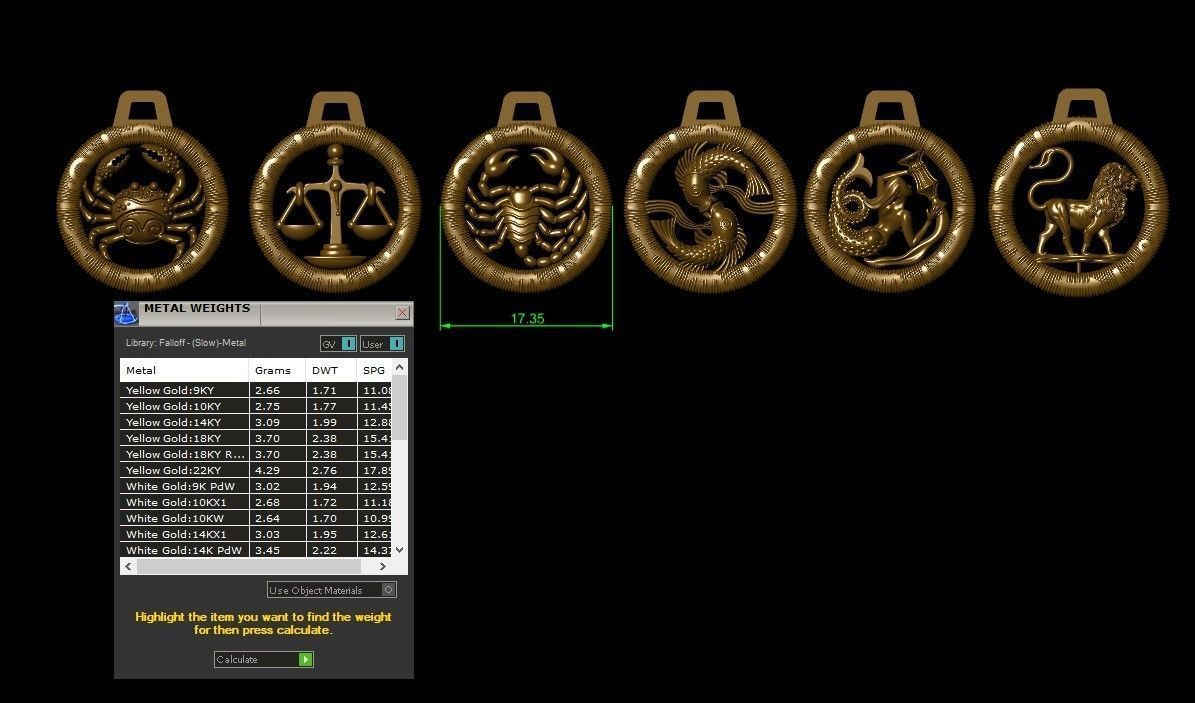 zodiac medals 3D print model_4