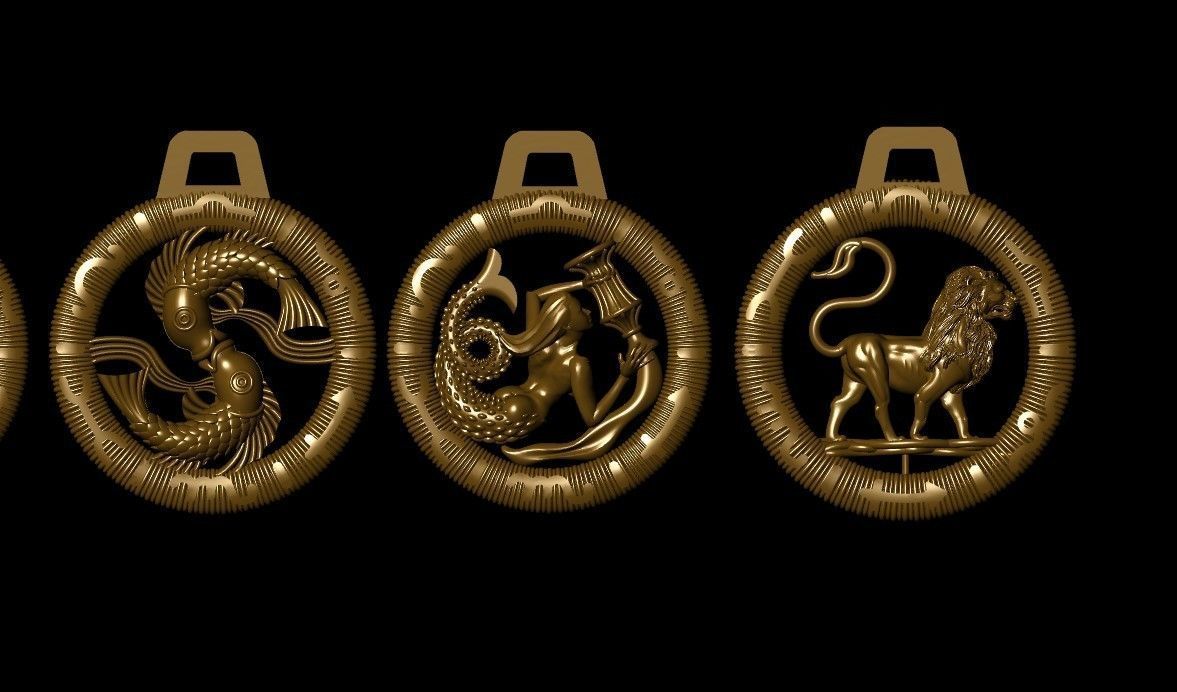 zodiac medals 3D print model_3