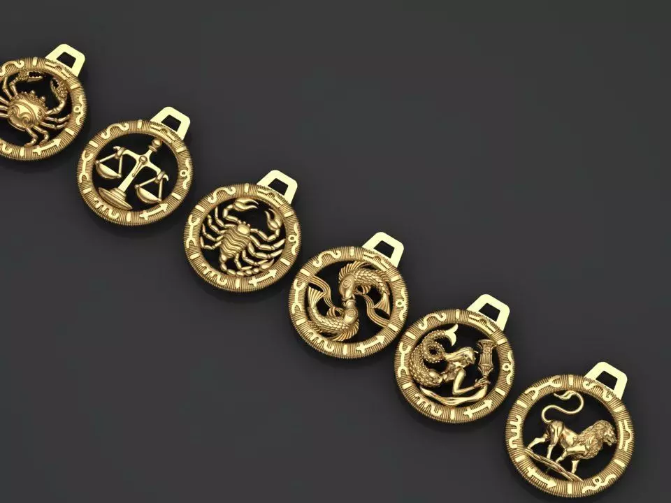 zodiac medals 3D print model_0