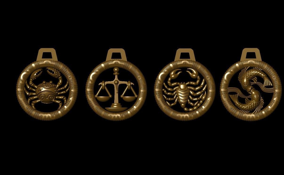 zodiac medals 3D print model_5