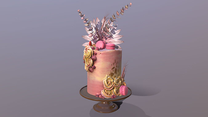 Luxury Golden Swirl Cake Low-poly 3D model