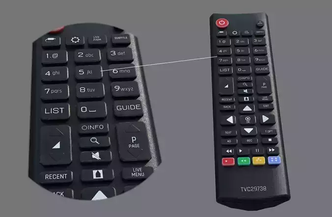 Remote Control for TV Low-poly 3D model