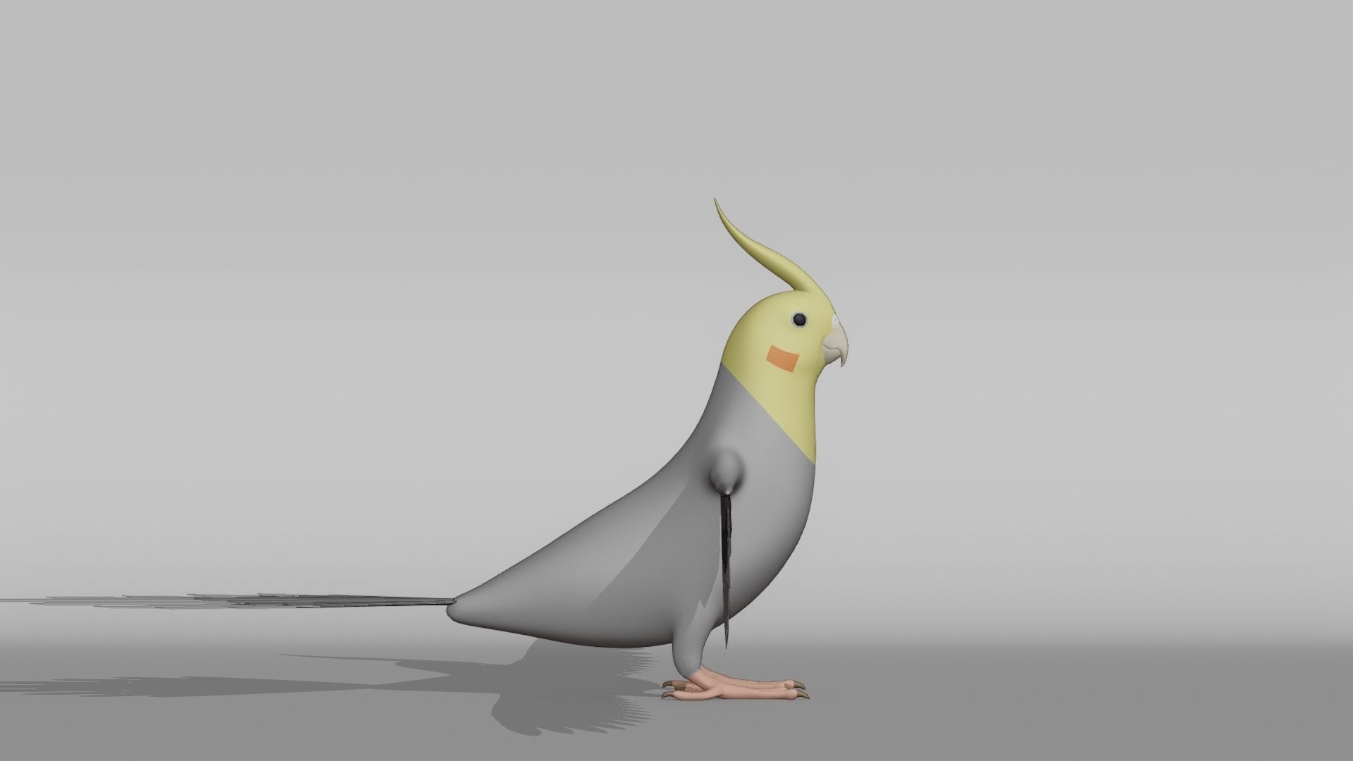Cockatiel Base Mesh Low-poly 3D model_8