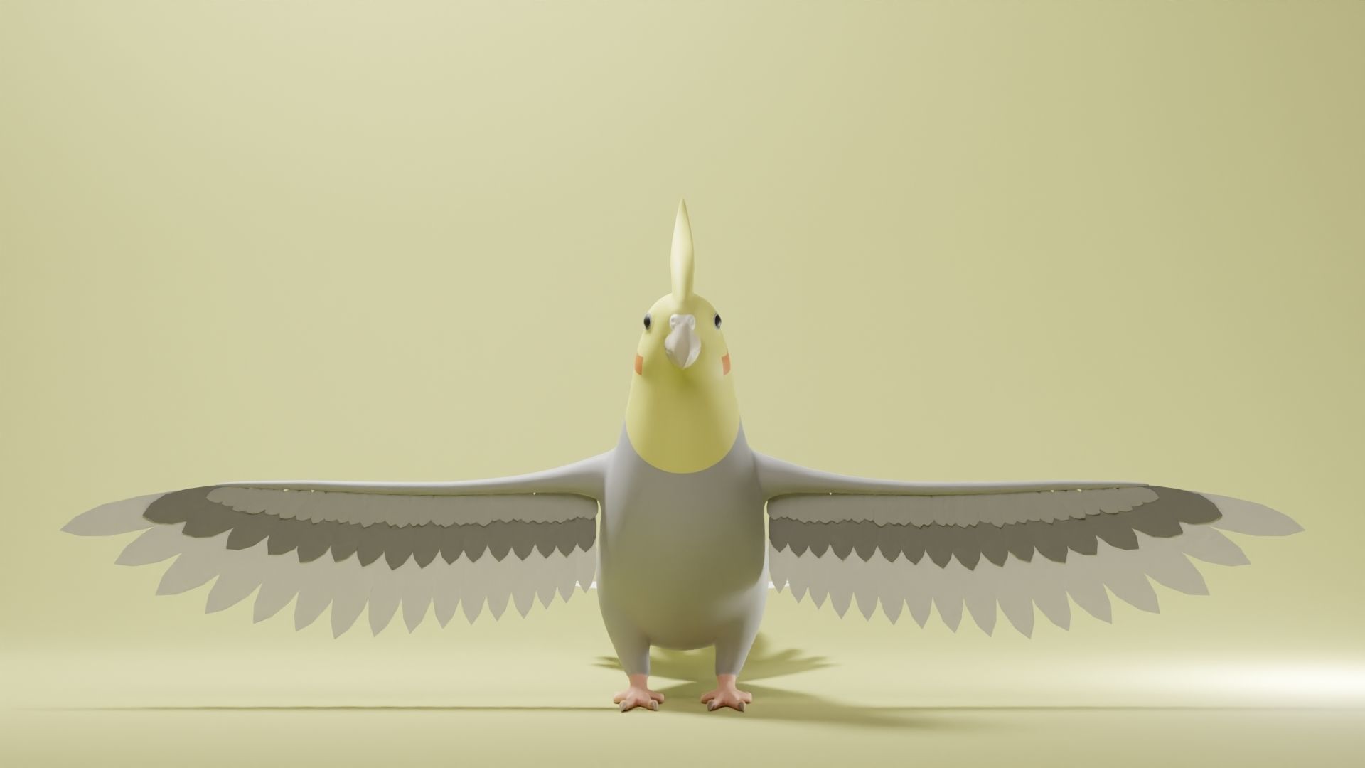 Cockatiel Base Mesh Low-poly 3D model_2