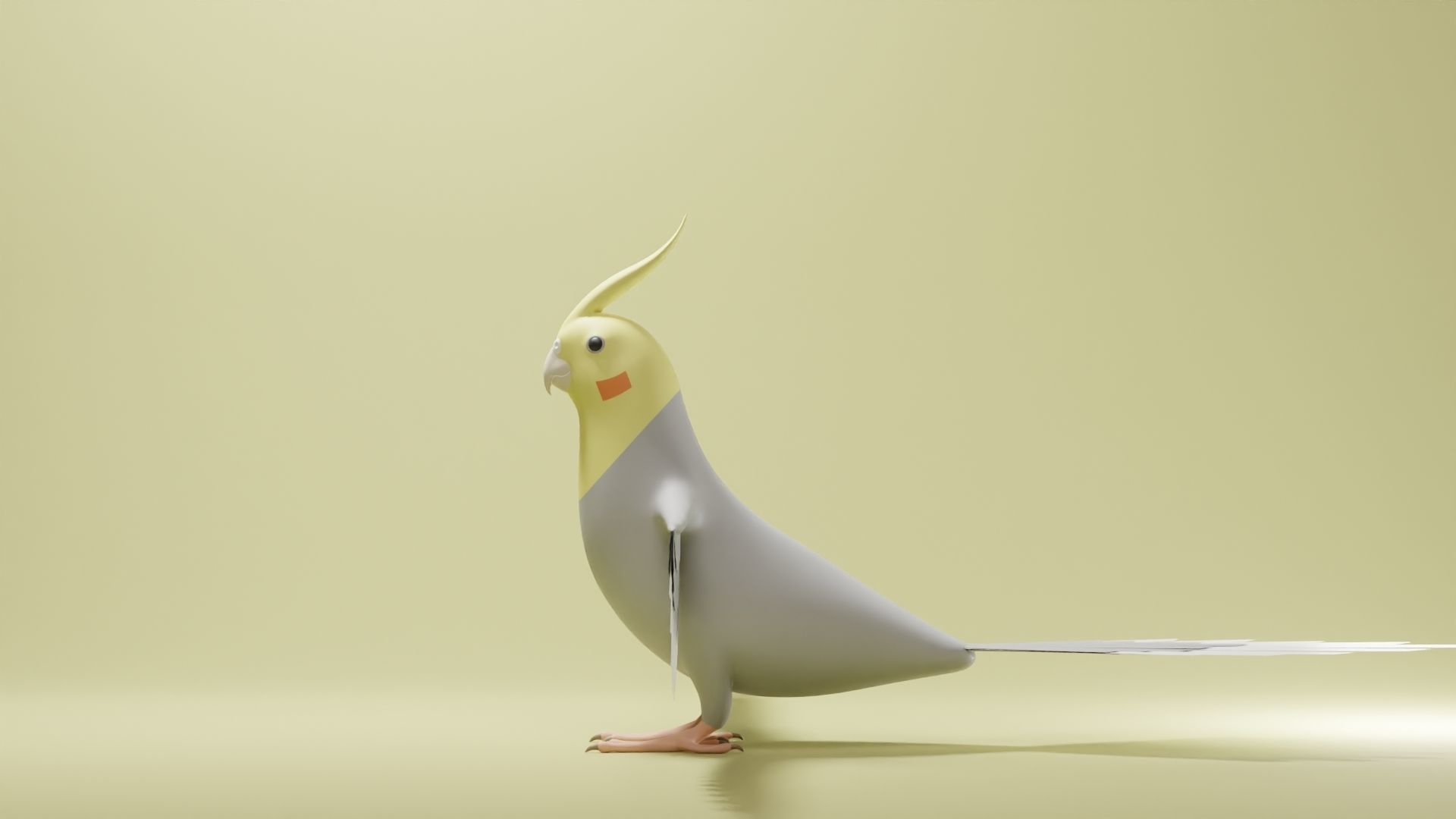 Cockatiel Base Mesh Low-poly 3D model_5