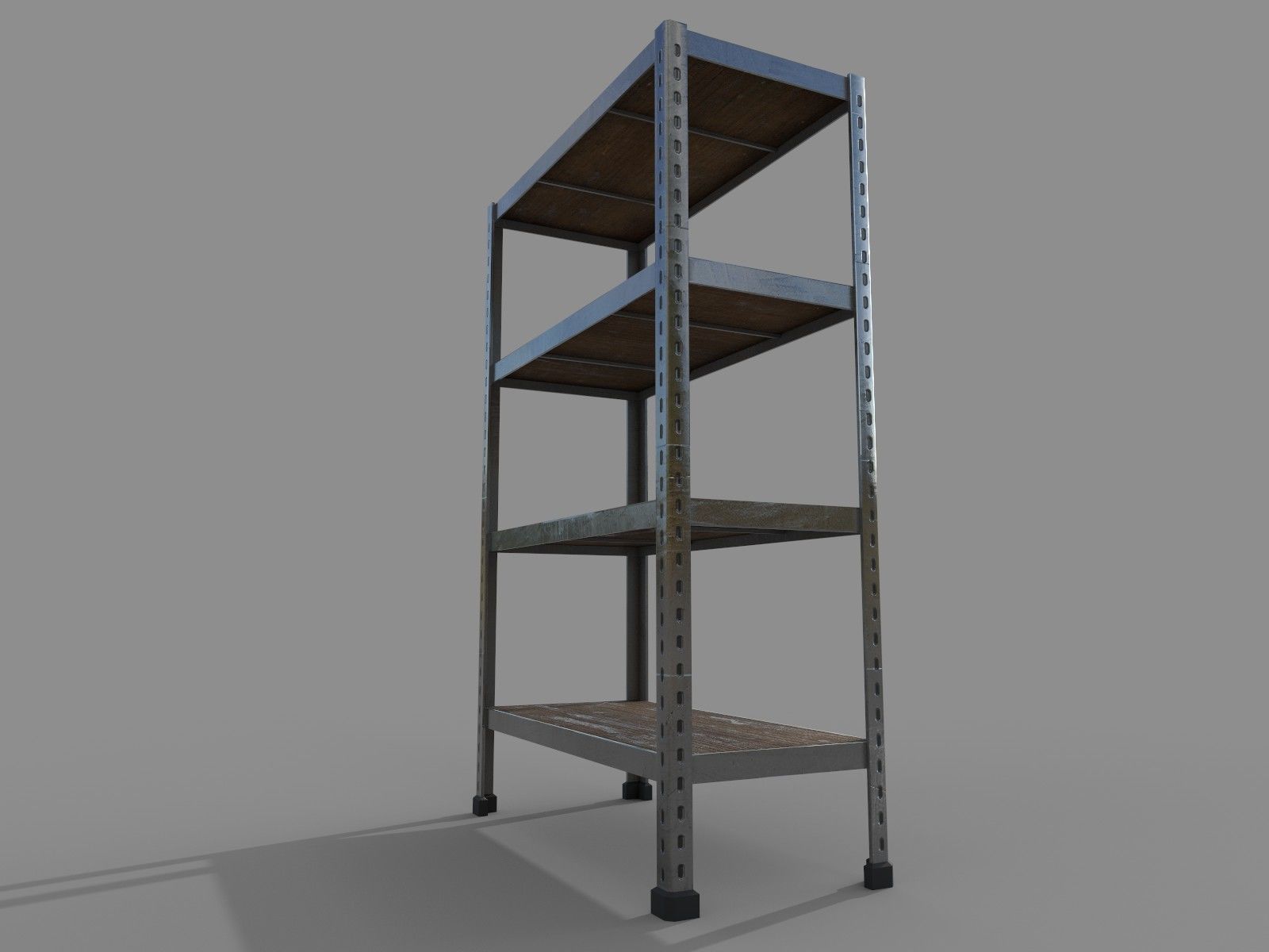 Shelf metal industrial rack Low-poly 3D model_2