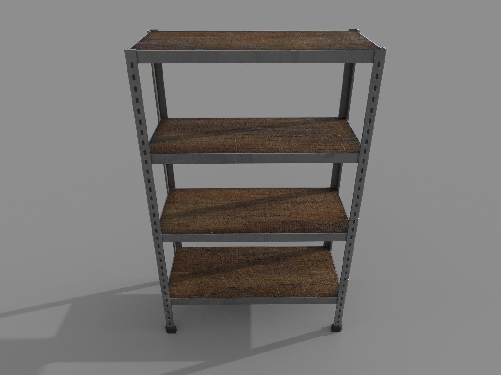 Shelf metal industrial rack Low-poly 3D model_4
