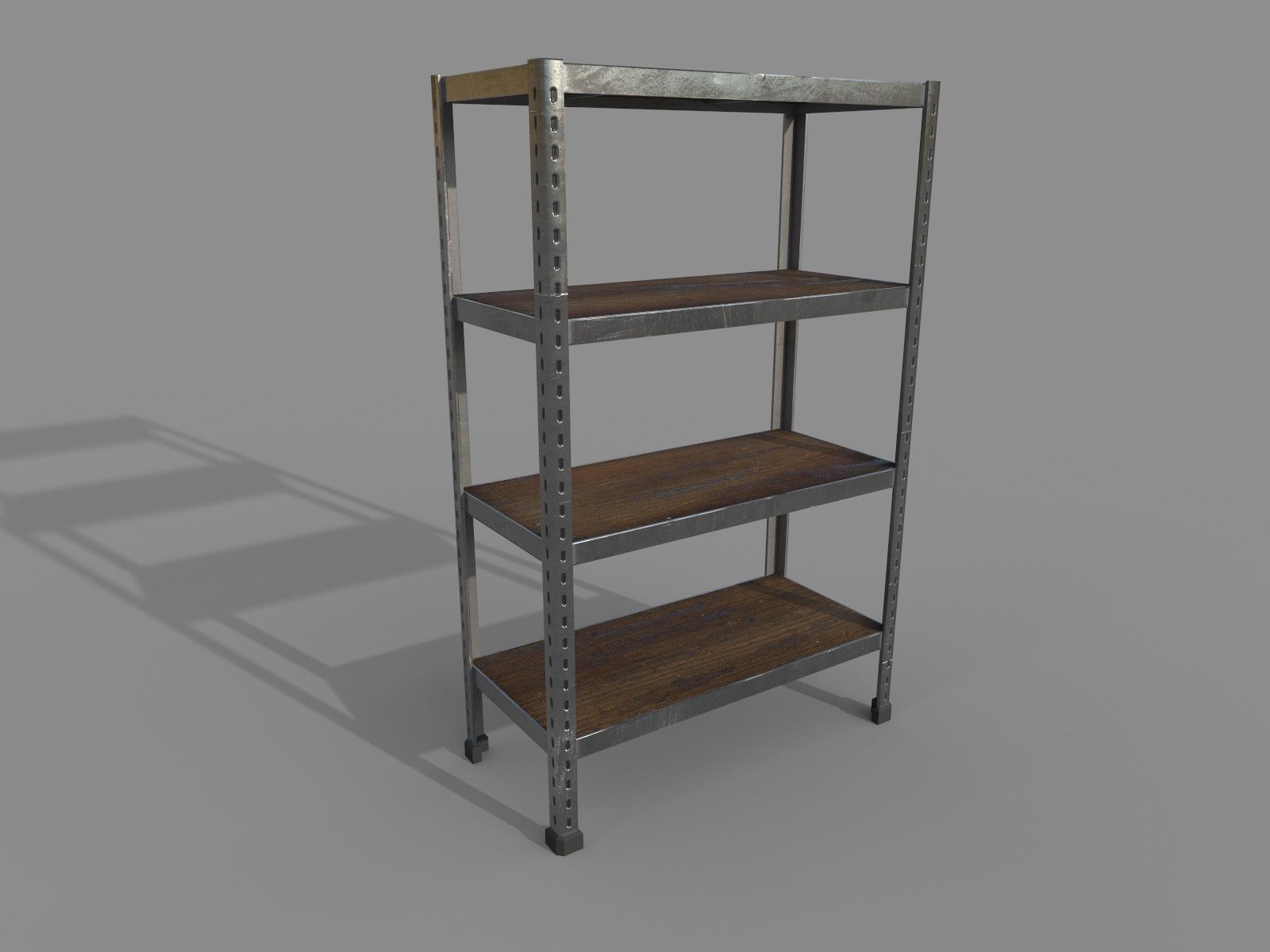 Shelf metal industrial rack Low-poly 3D model_1