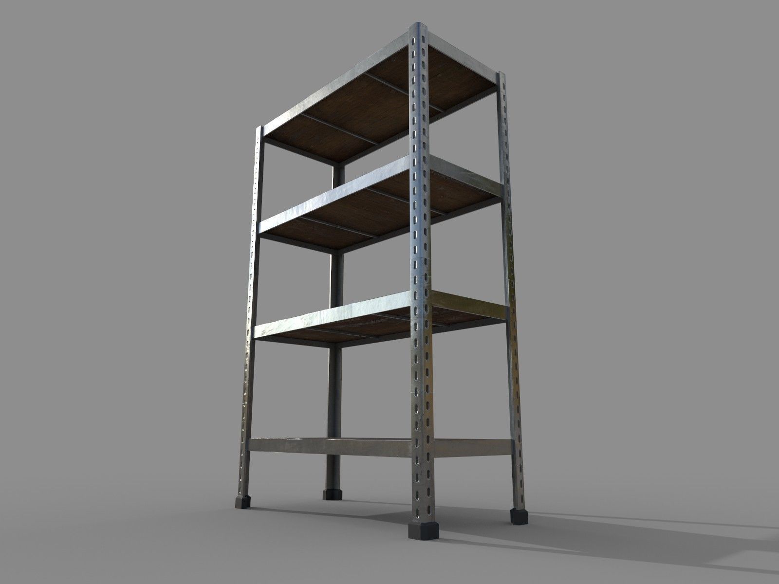 Shelf metal industrial rack Low-poly 3D model_6