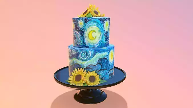 Van Gogh - Starry Night Cake Low-poly 3D model