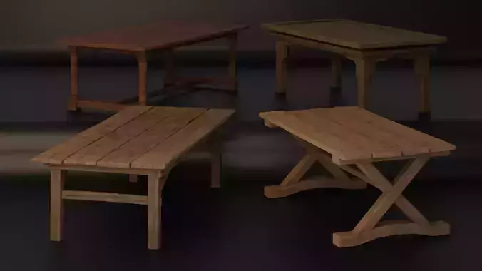 4 Medieval Fantasy Tables Free low-poly 3D model