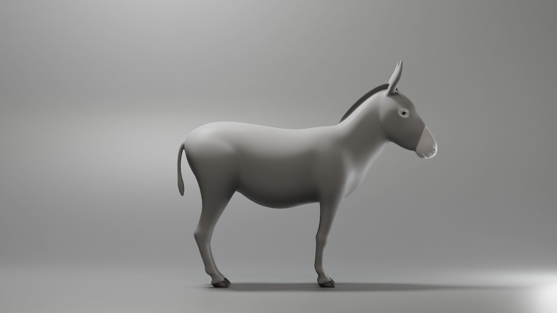 Donkey Base Mesh Low-poly 3D model_3