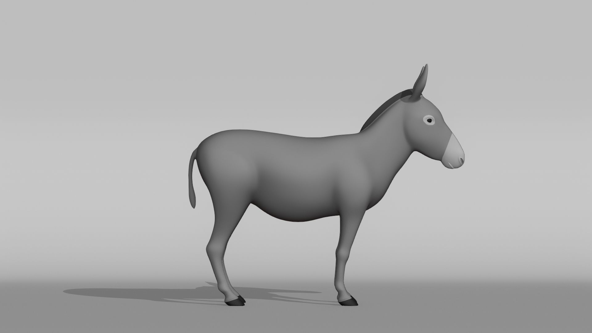 Donkey Base Mesh Low-poly 3D model_8