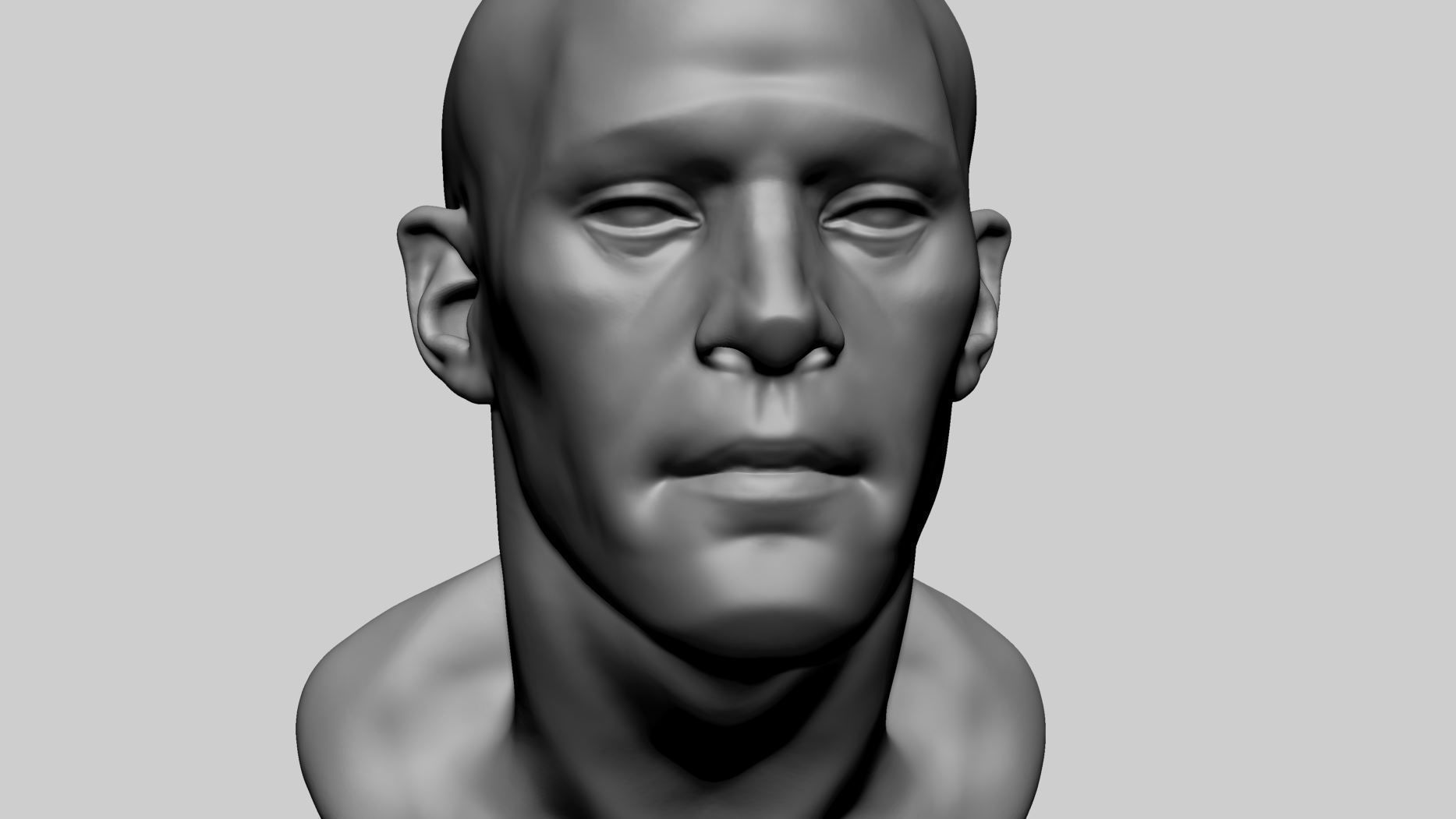 Base Male Head F 3D model_9