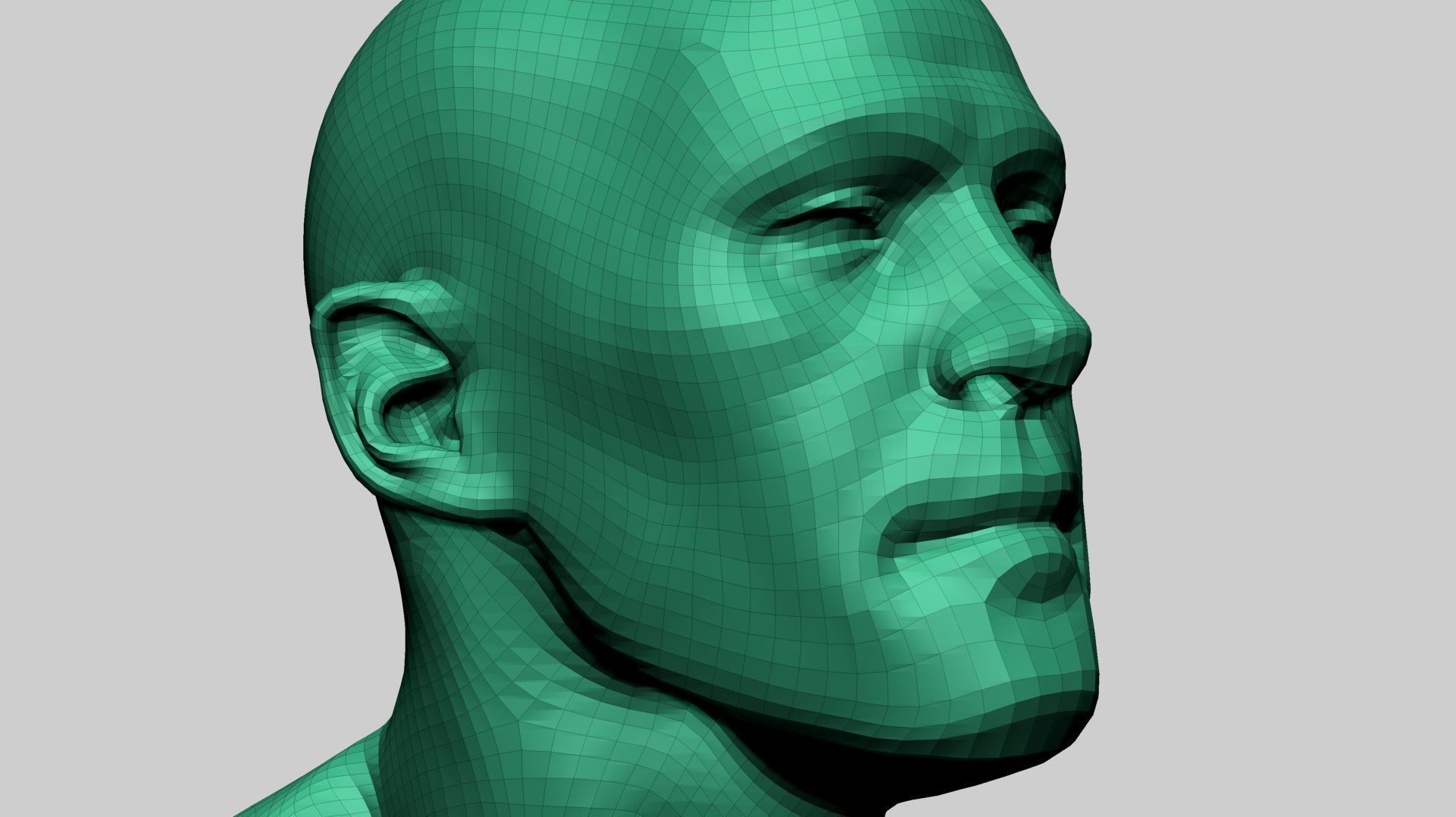 Base Male Head F 3D model_12