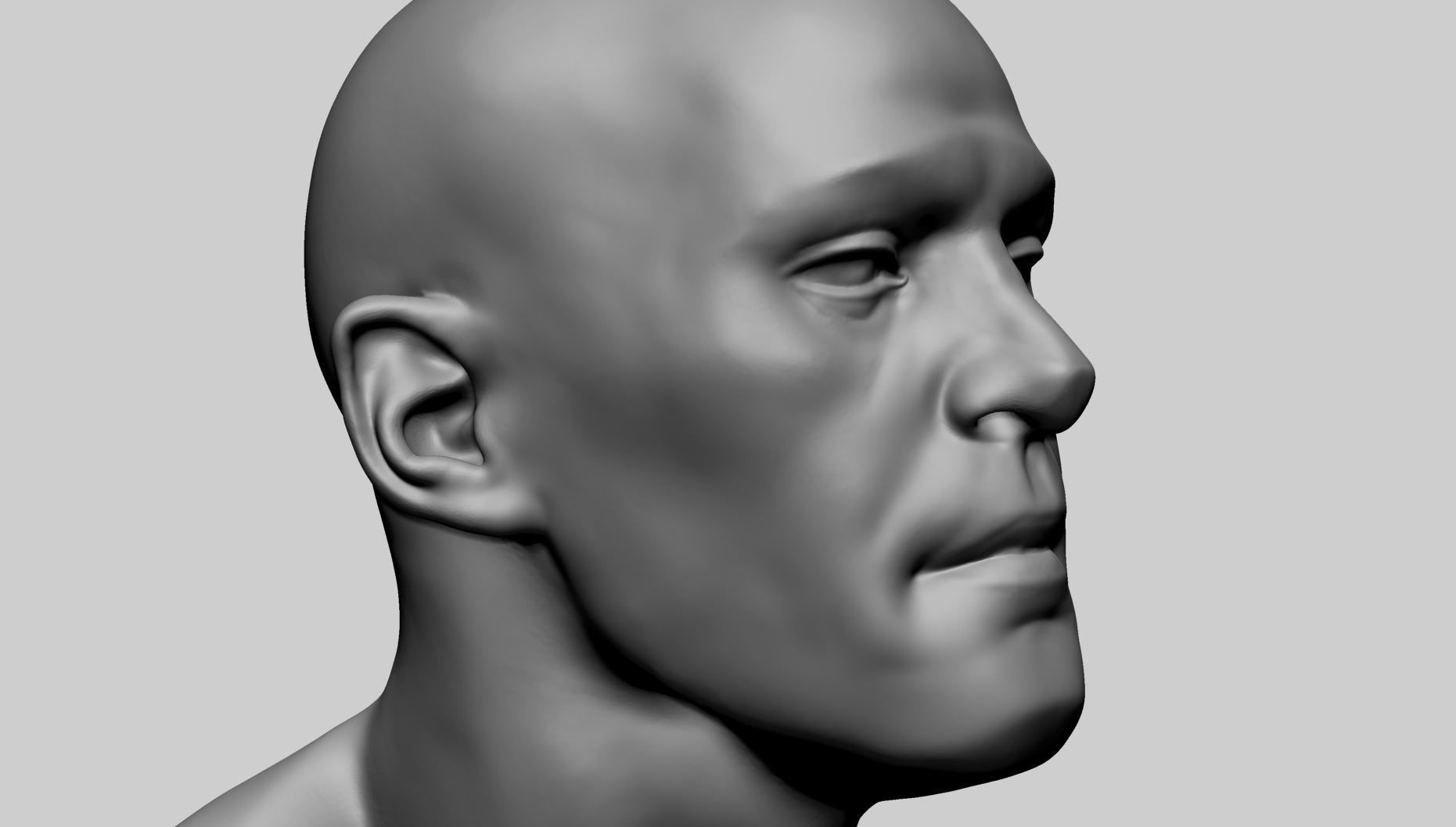 Base Male Head F 3D model_10