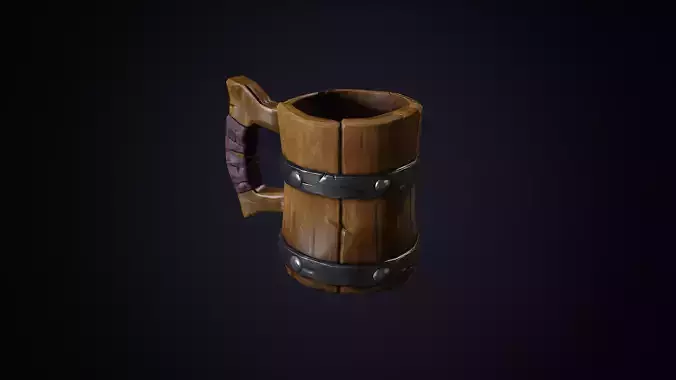 Wooden Mug Low-poly 3D model Low-poly 3D model