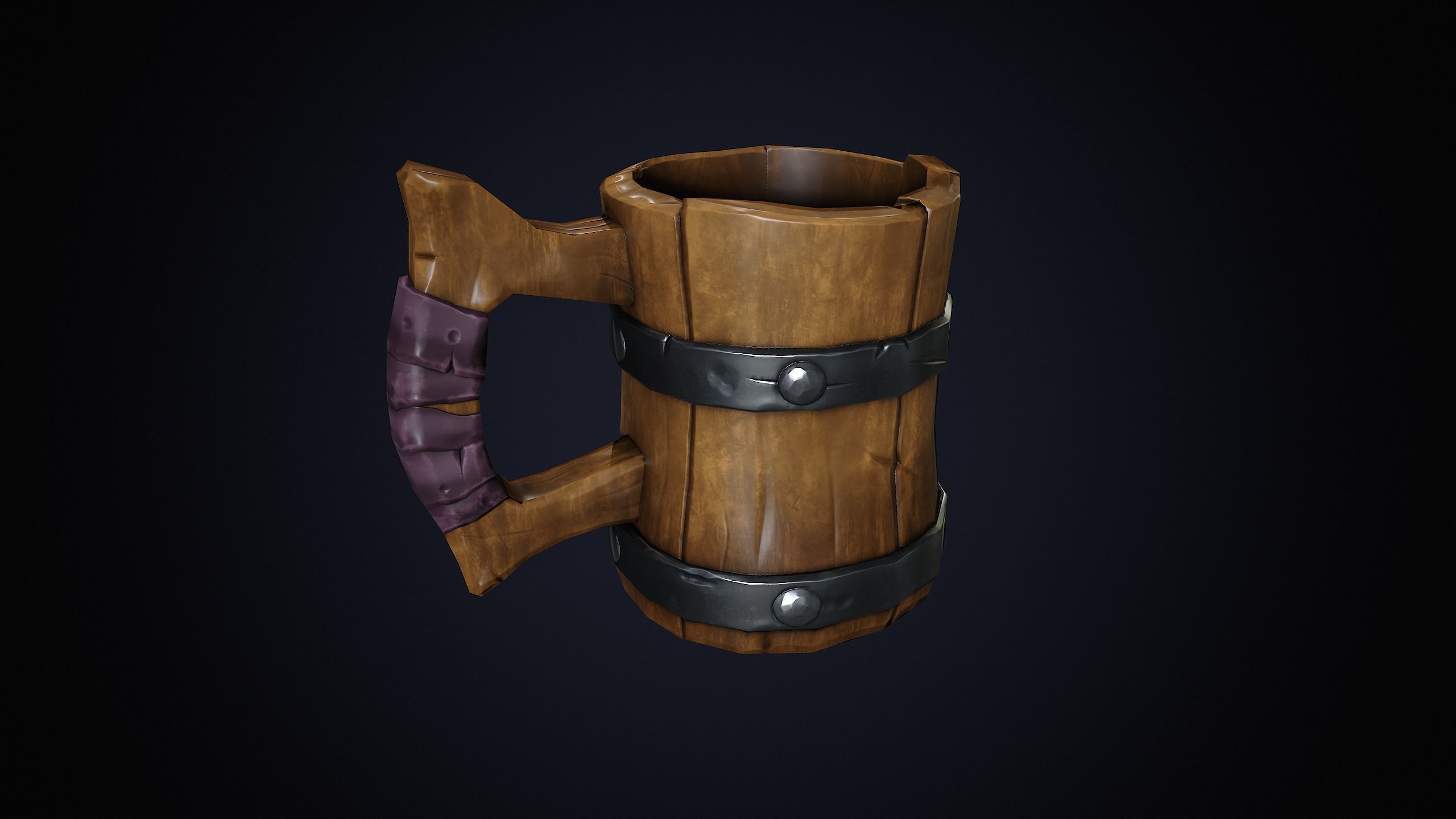 Wooden Mug Low-poly 3D model Low-poly 3D model_2
