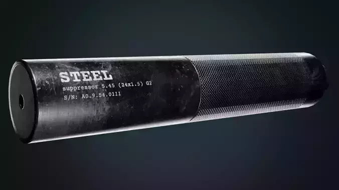 silencer steel tube Low-poly 3D model