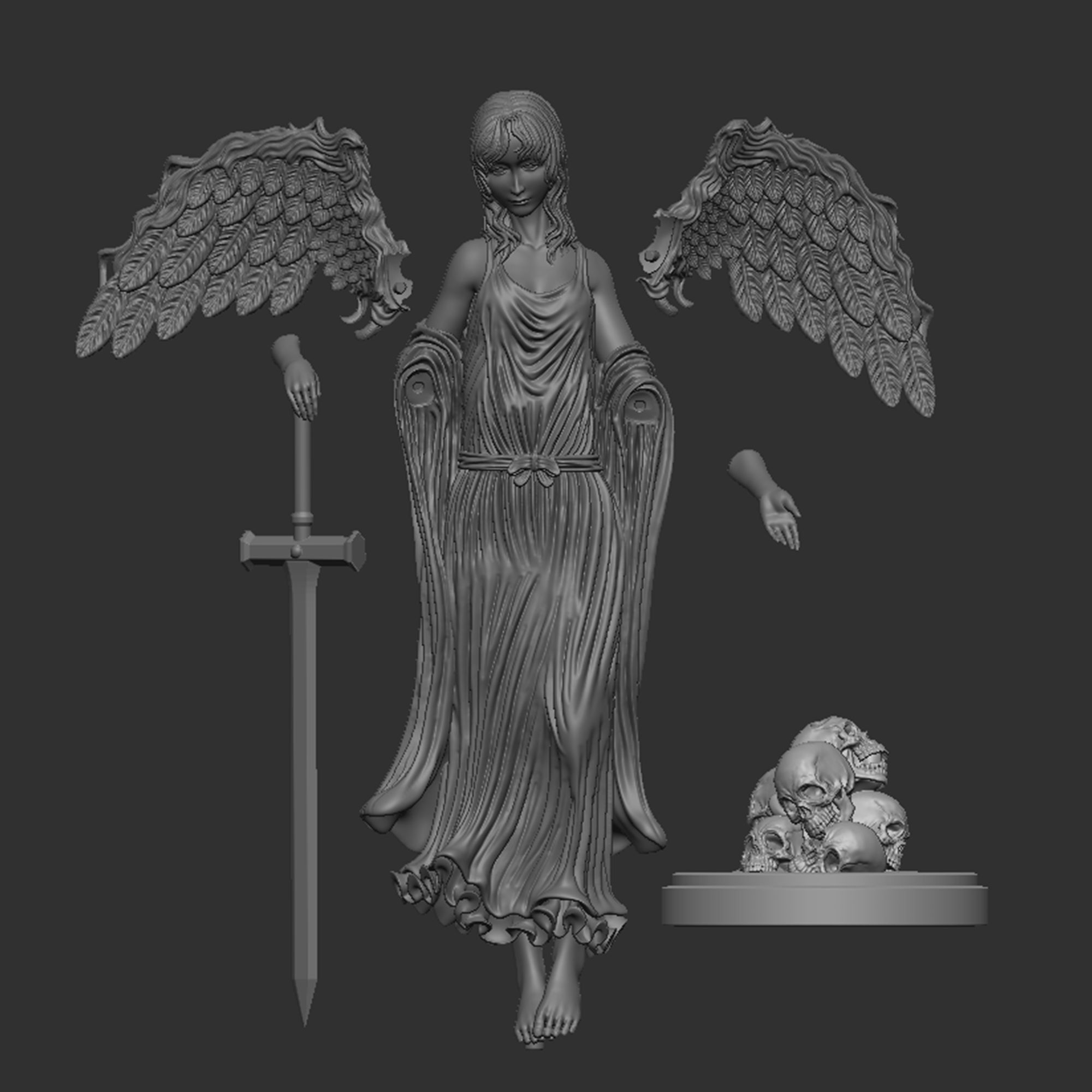3D Game Assets 3D Printed Models Angel Figures 3D print model_3