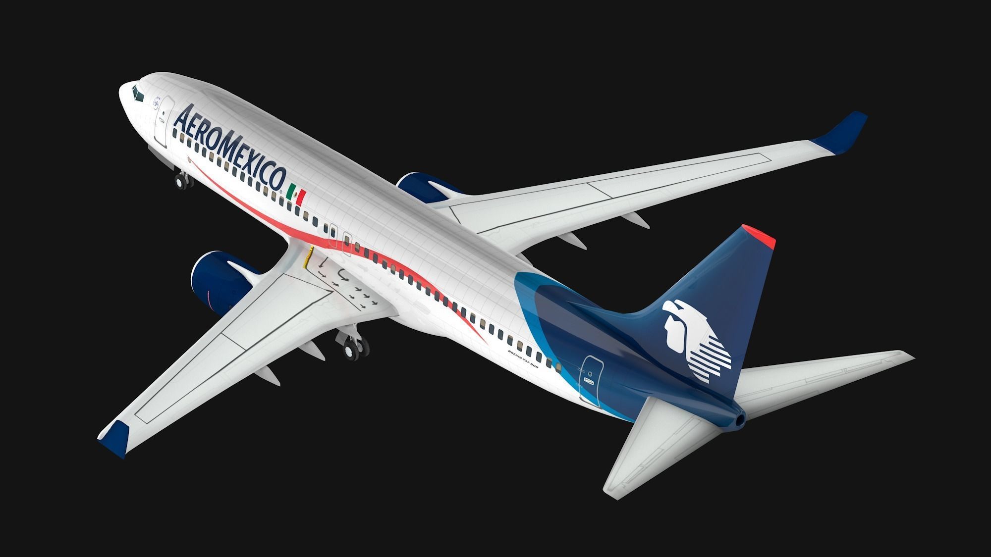 Boeing 737-800 Aeromexico Low-poly 3D model_7