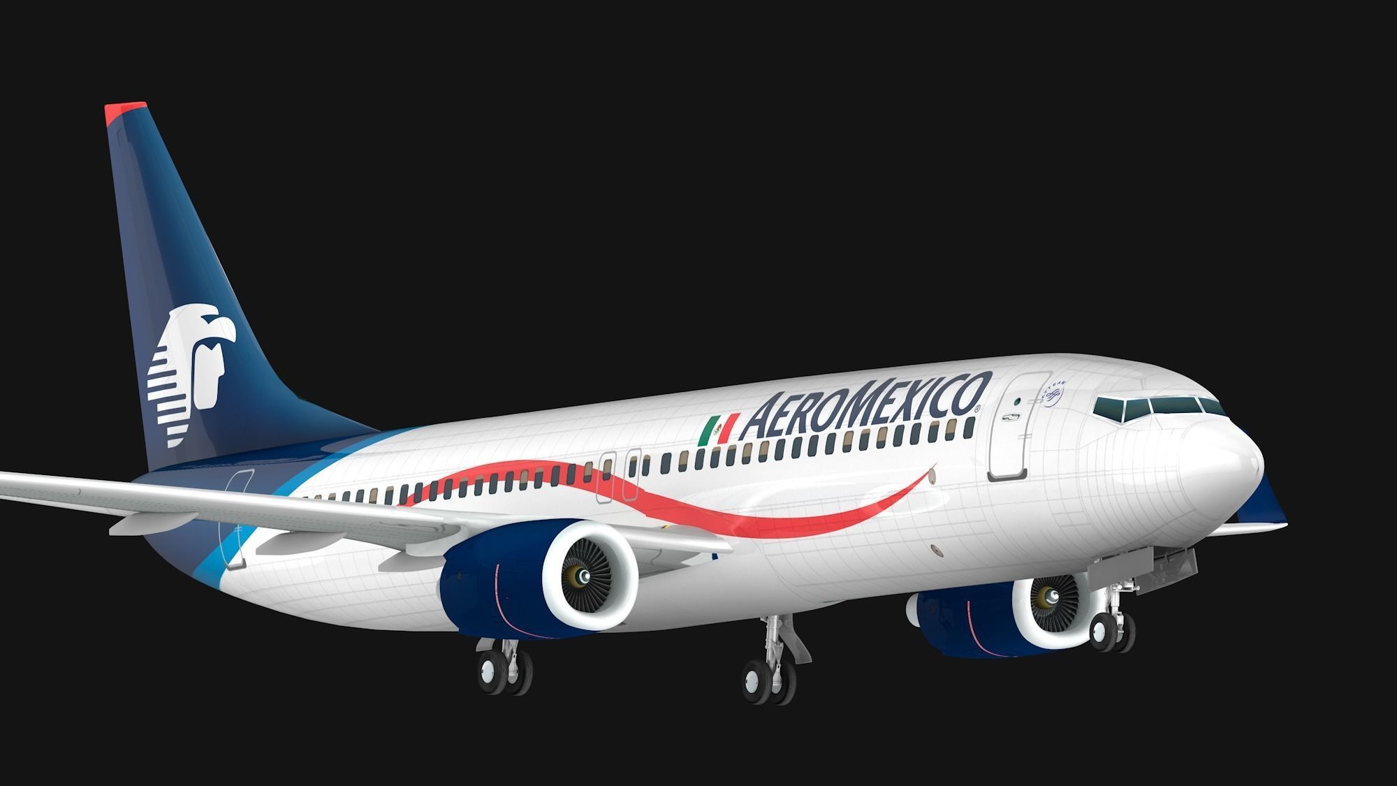 Boeing 737-800 Aeromexico Low-poly 3D model_1