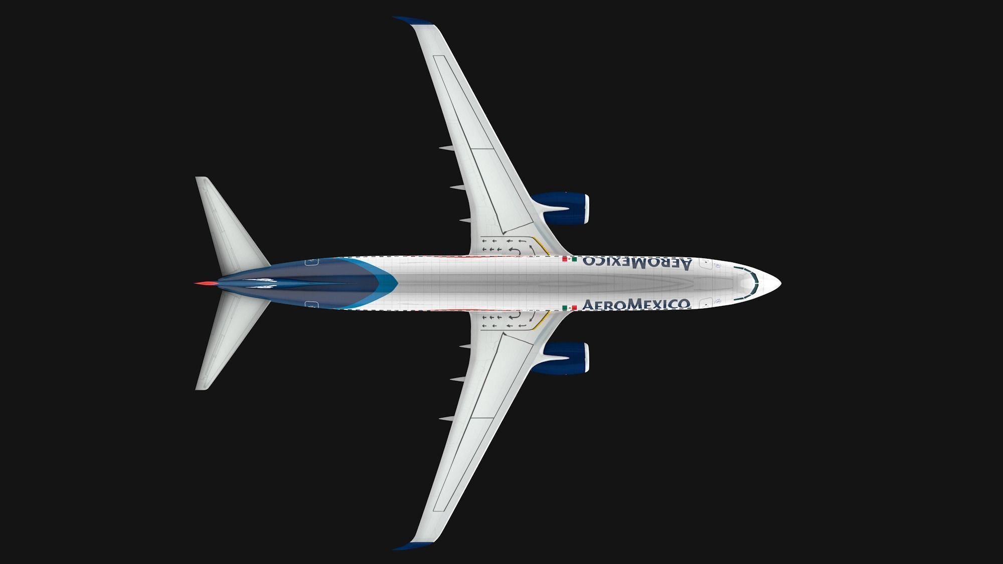 Boeing 737-800 Aeromexico Low-poly 3D model_10