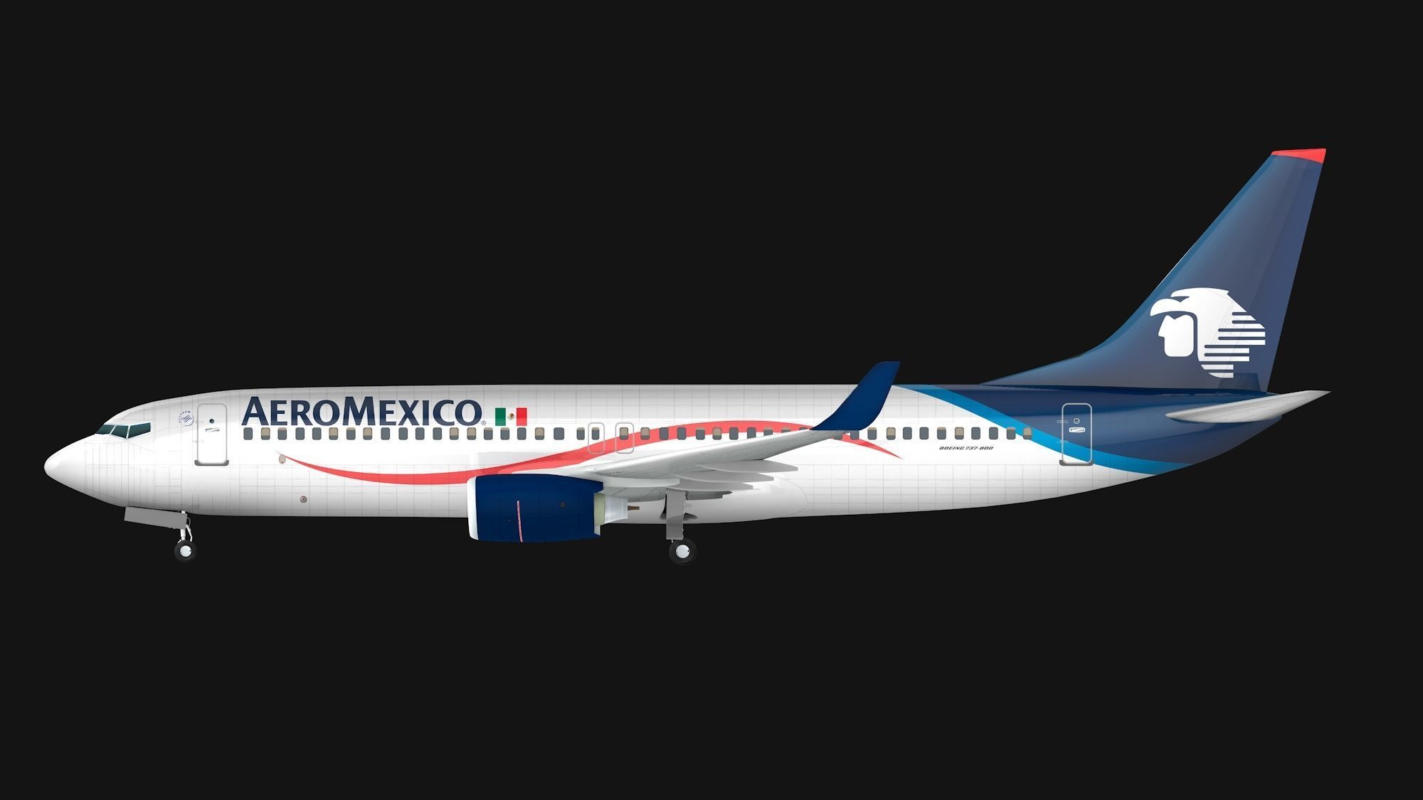 Boeing 737-800 Aeromexico Low-poly 3D model_6