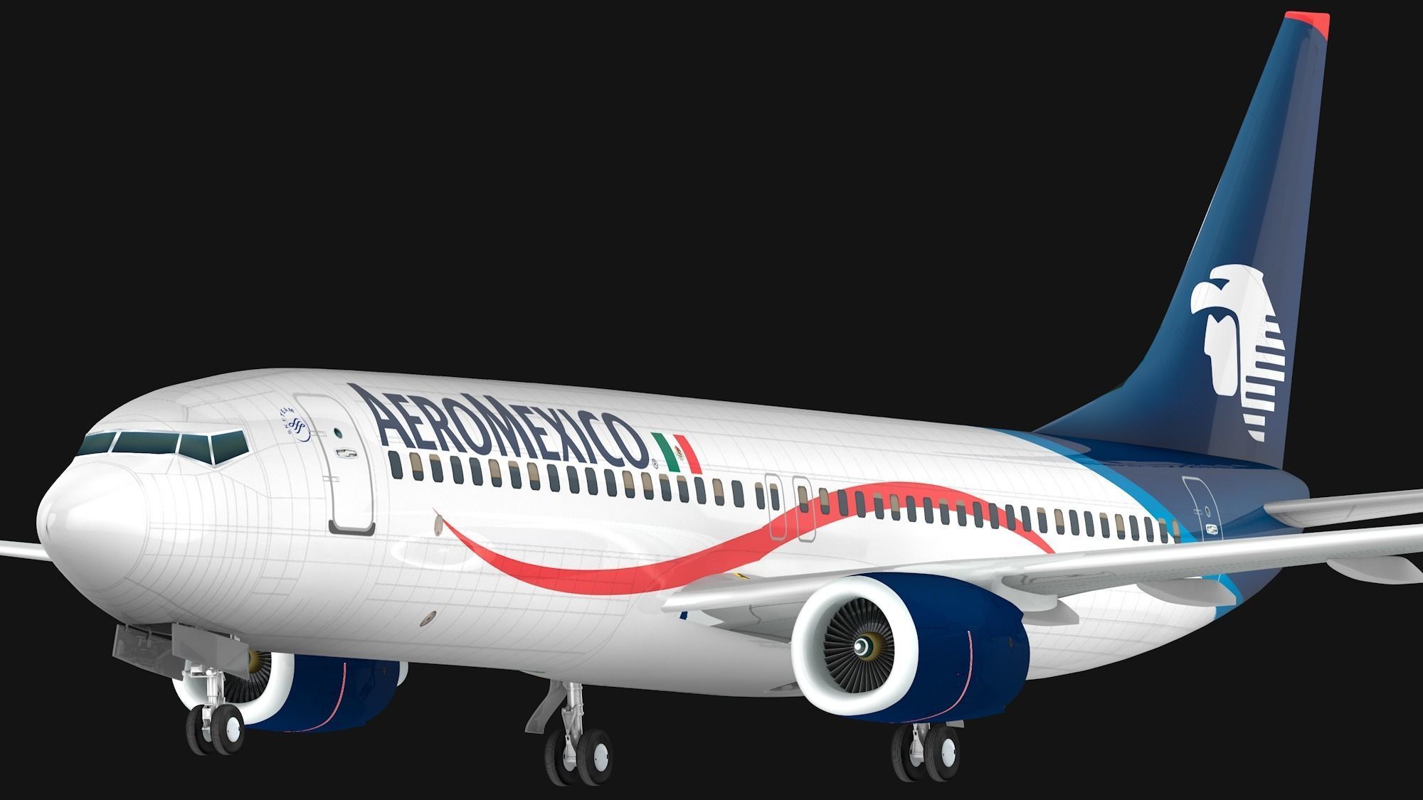 Boeing 737-800 Aeromexico Low-poly 3D model_4