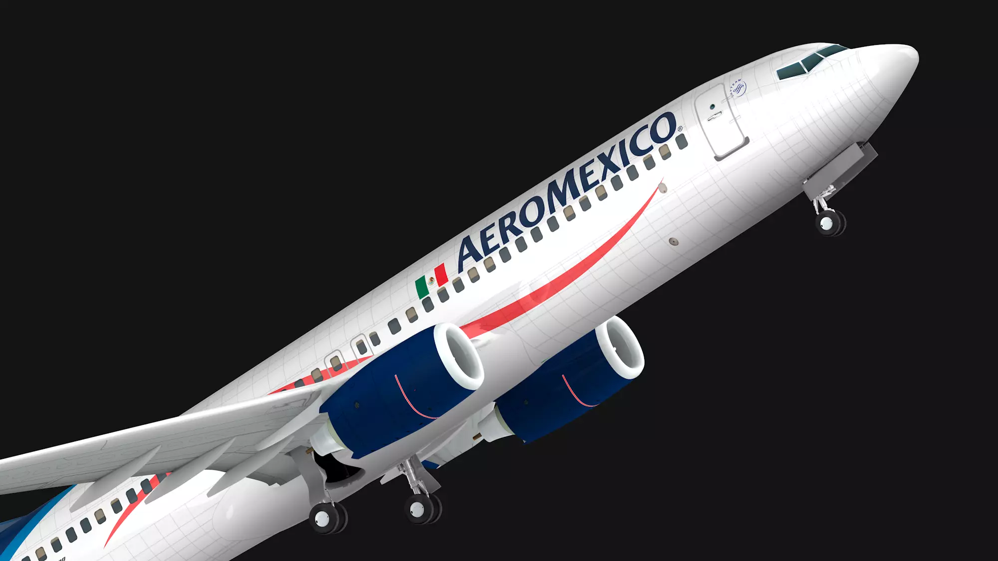 Boeing 737-800 Aeromexico Low-poly 3D model_0
