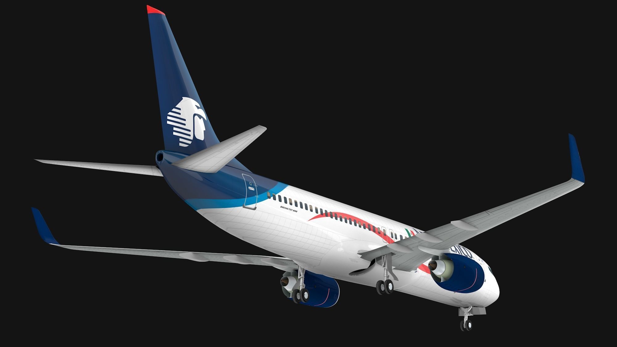 Boeing 737-800 Aeromexico Low-poly 3D model_9