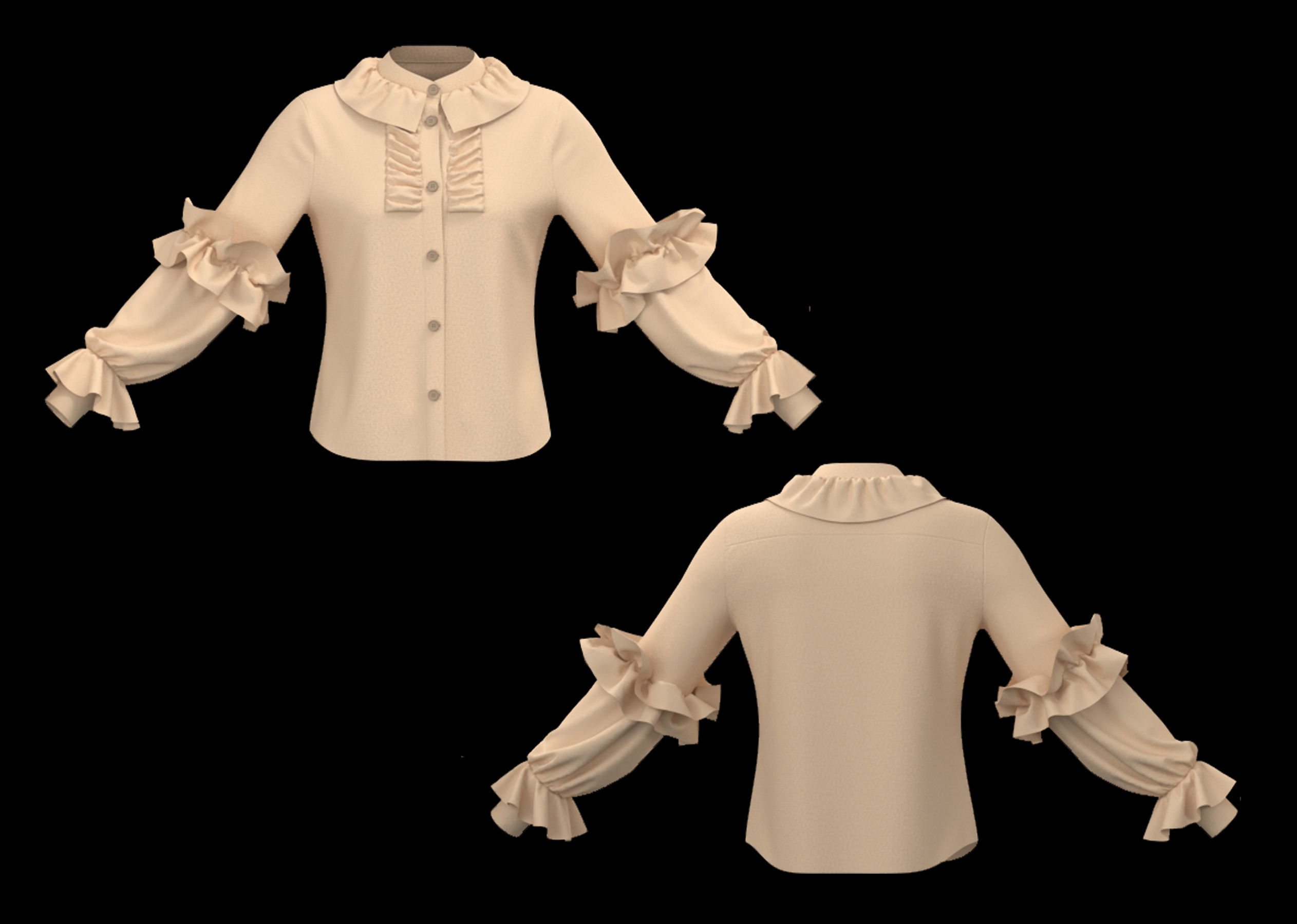20 Women Basic Shirts 3D model_19