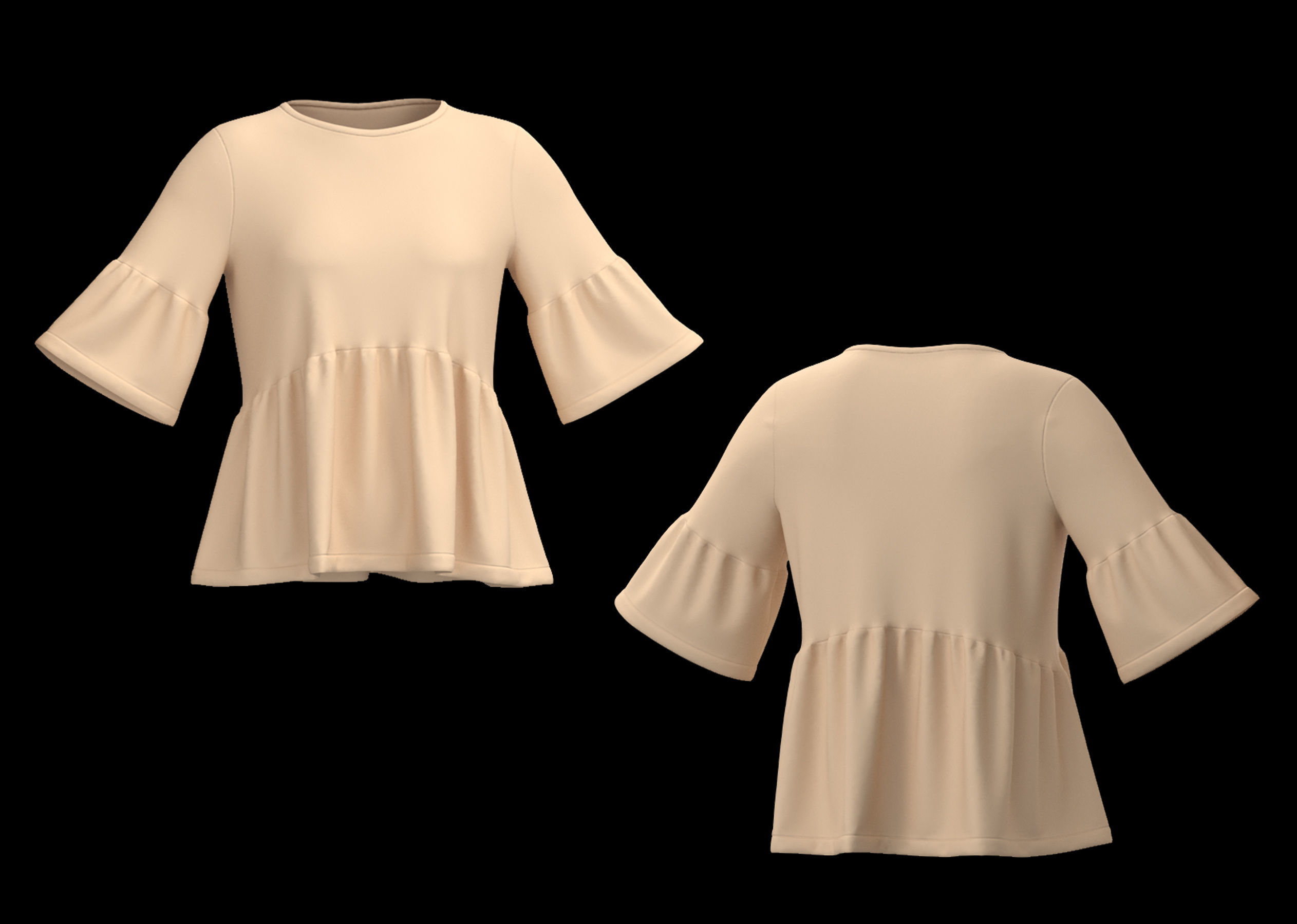 20 Women Basic Shirts 3D model_10
