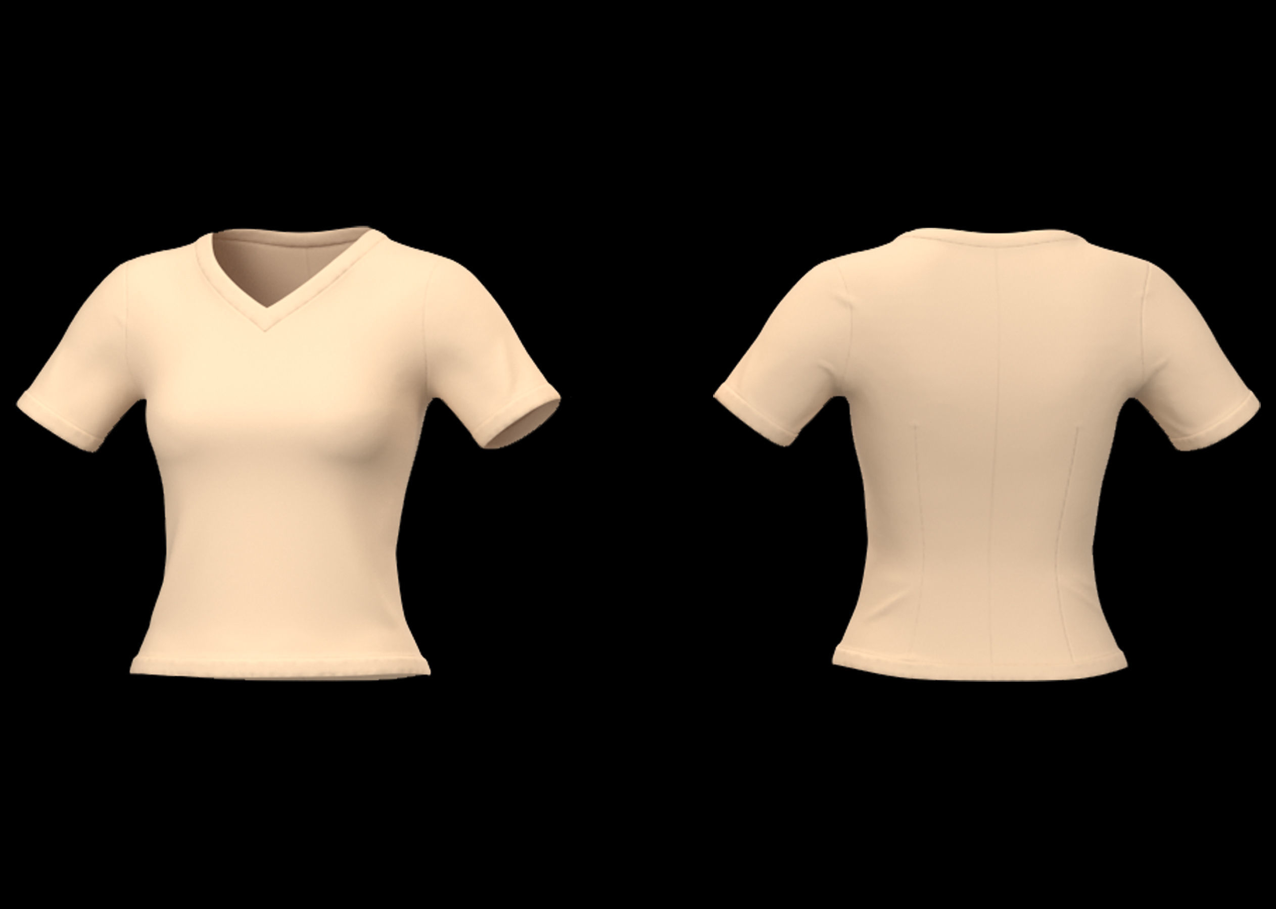 20 Women Basic Shirts 3D model_11