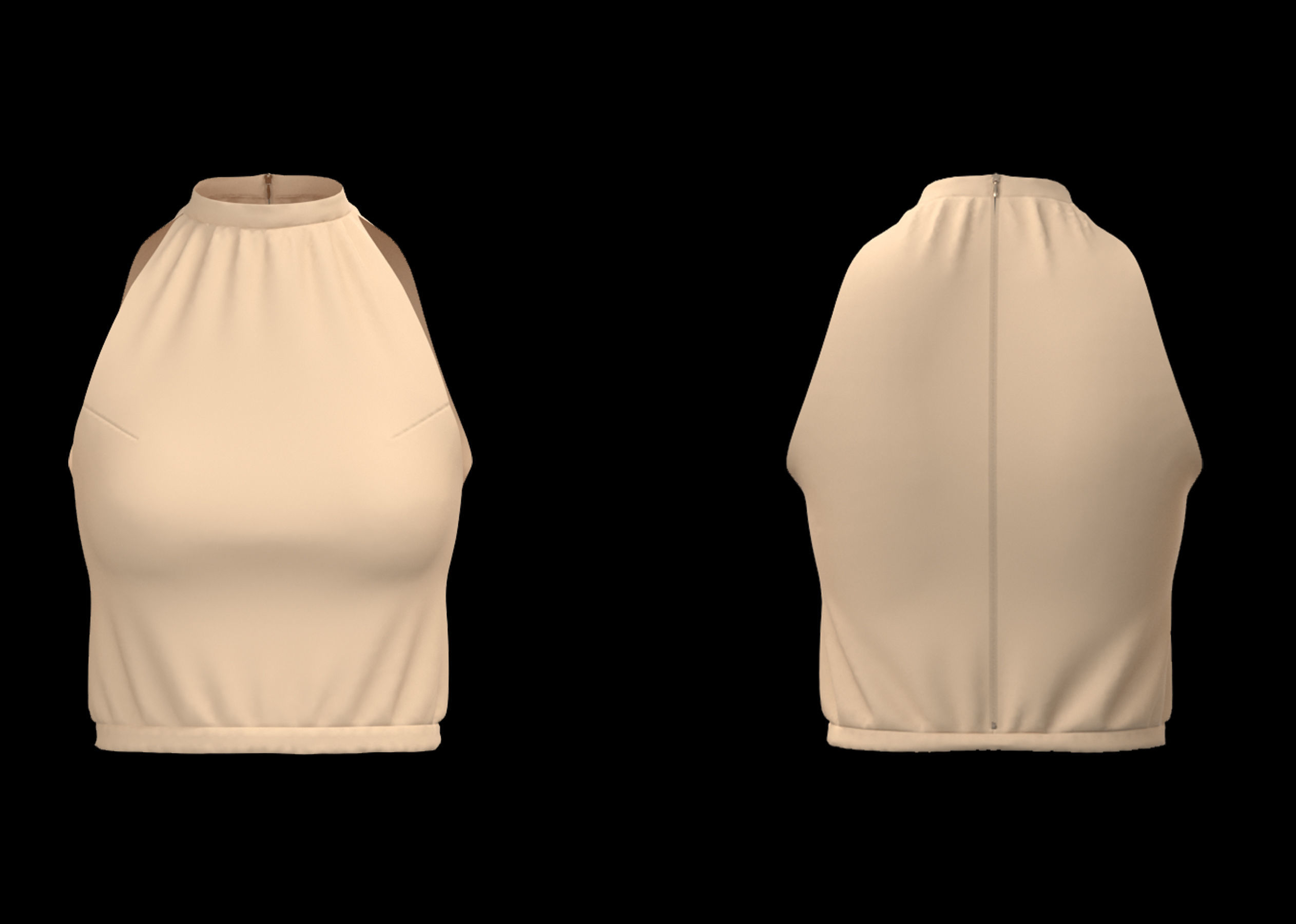 20 Women Basic Shirts 3D model_3