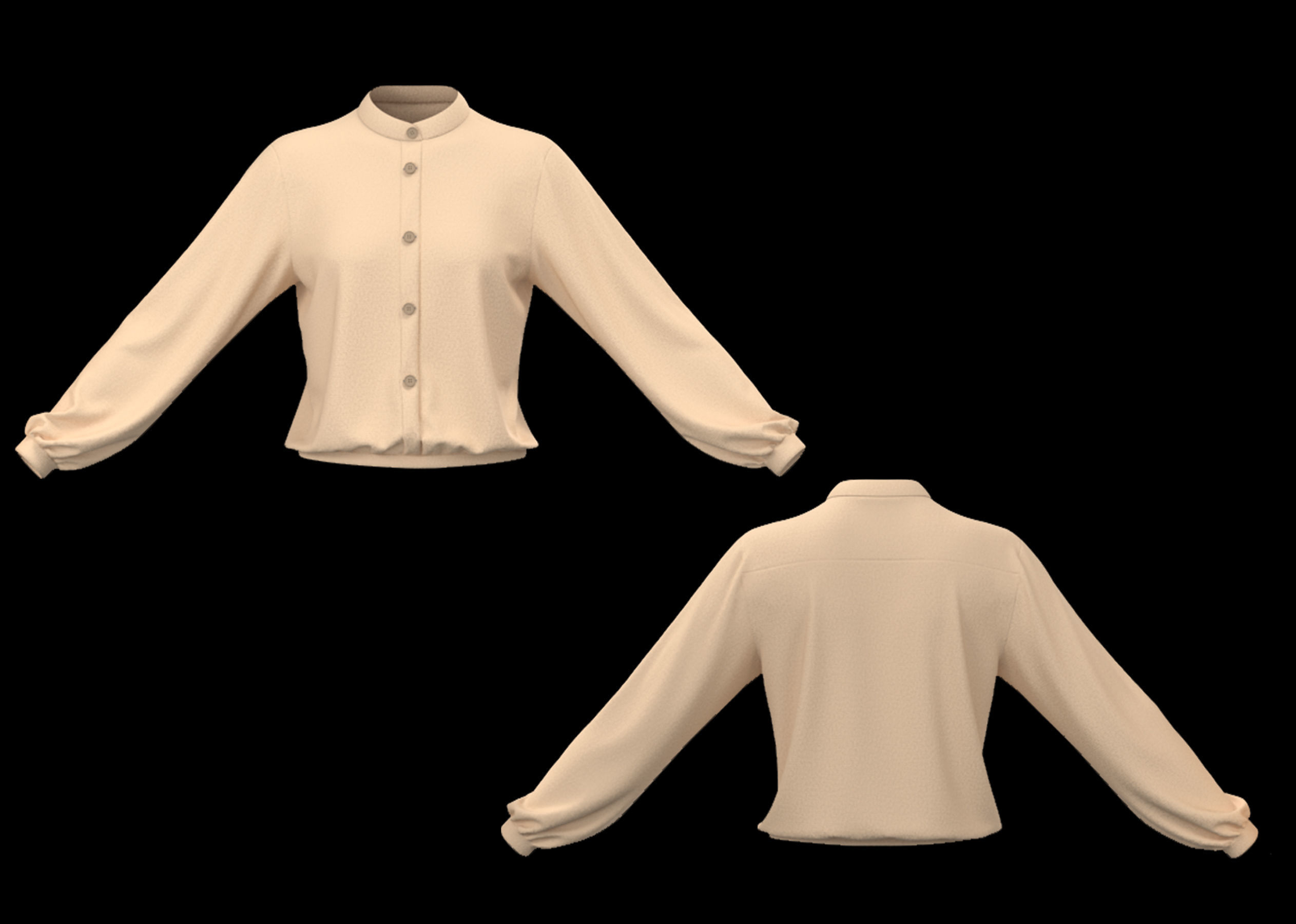 20 Women Basic Shirts 3D model_13