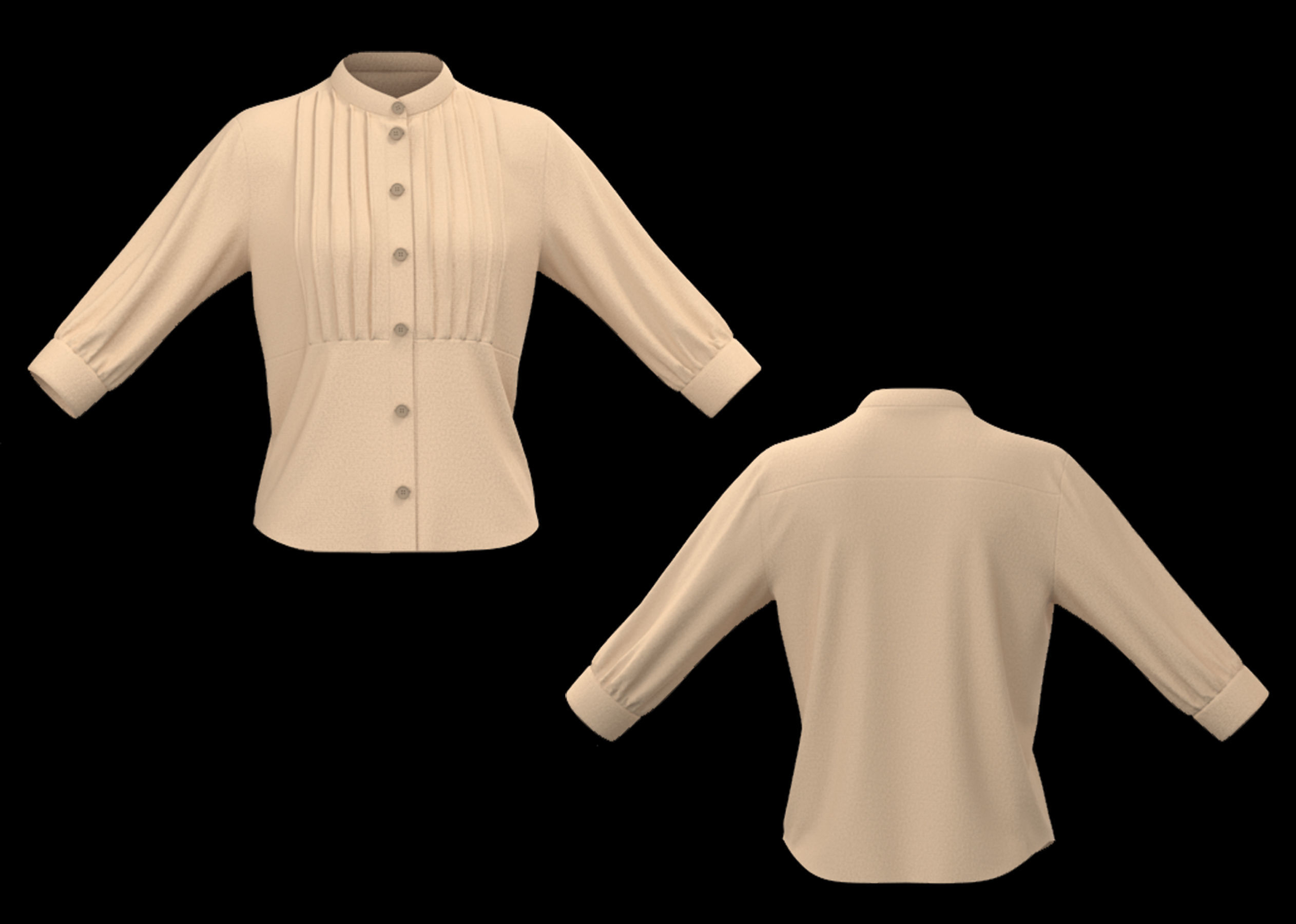 20 Women Basic Shirts 3D model_14