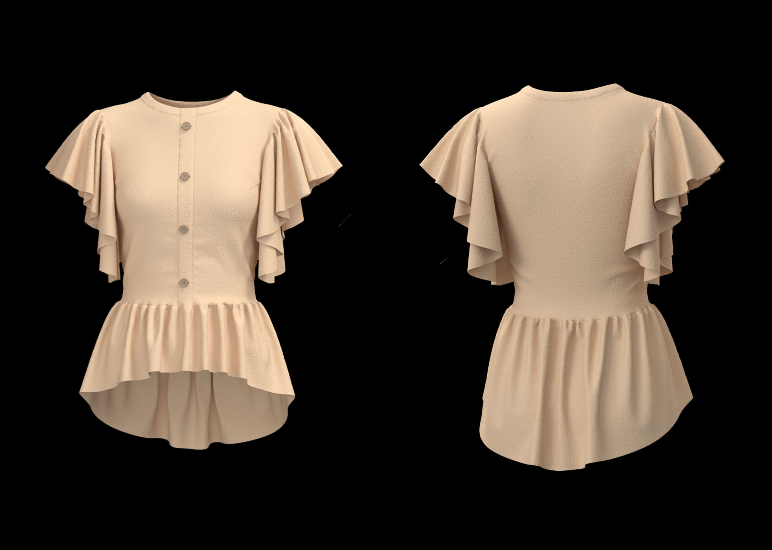 20 Women Basic Shirts 3D model_9