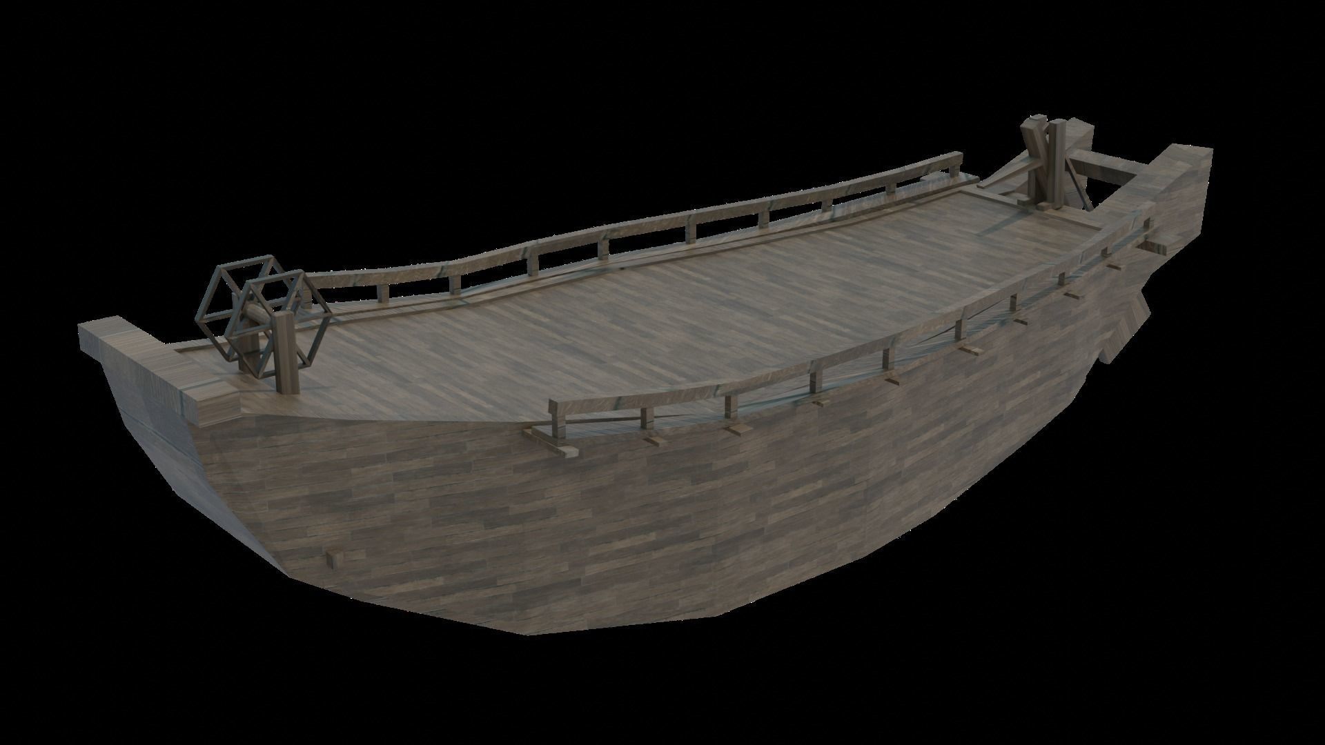 Bridge made of boats in Korea and Joseon Dynasty Low-poly 3D model_2
